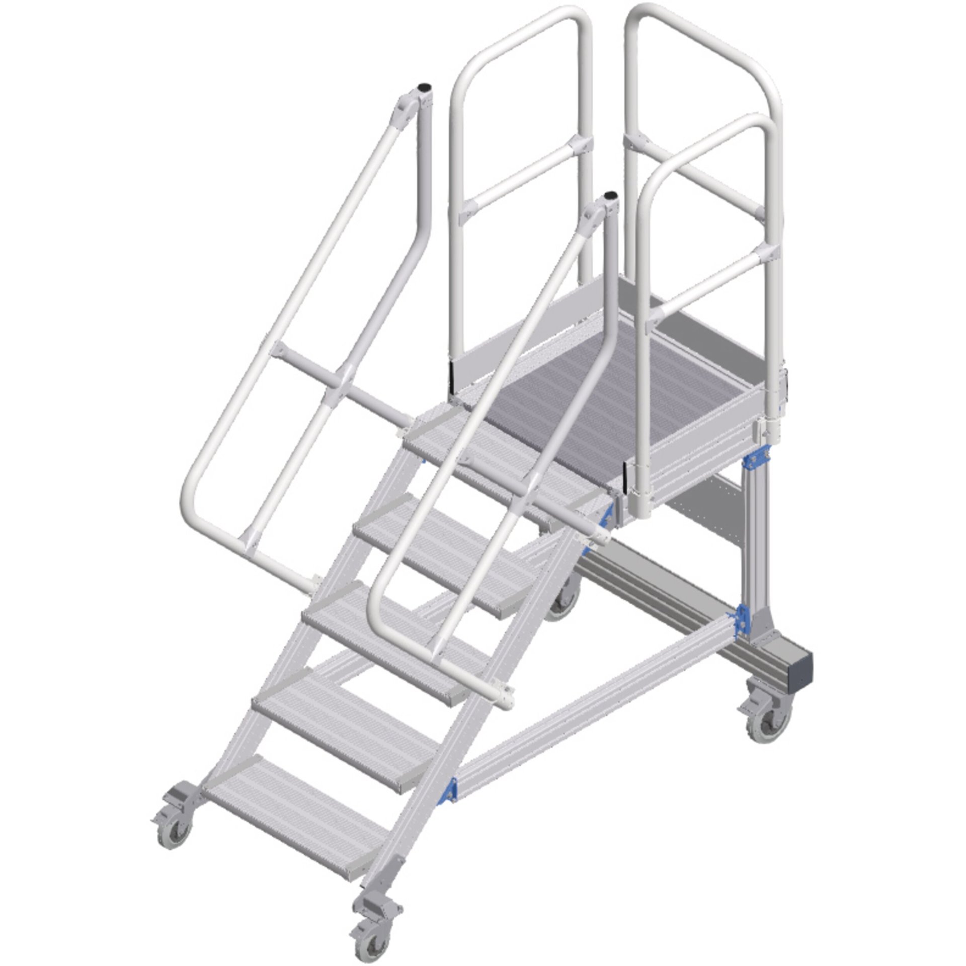 Plattformtreppe fahrbar 45° 5 Stufen, 600 mm breit, Höhe 1,07 m