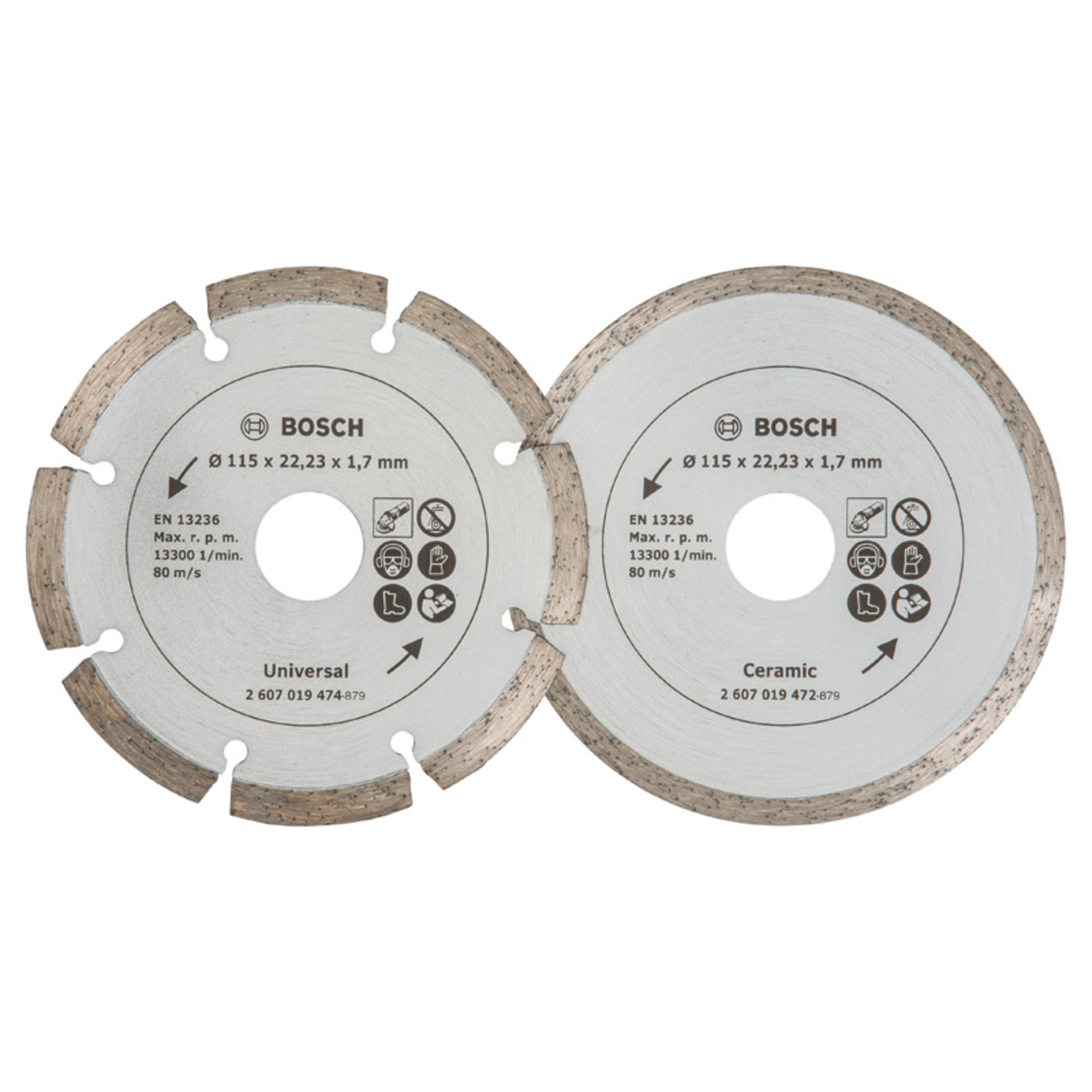 Diamanttrennscheibe für Fliesen und Baumaterial, Durchmesser: 115 mm, 2er-Pack