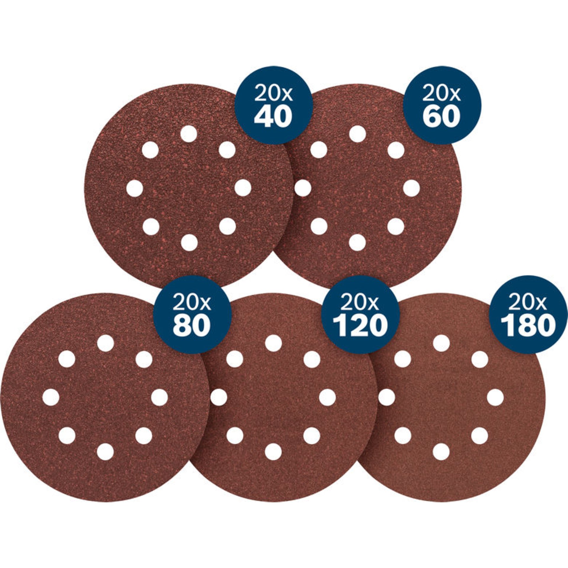 EXPERT C430 Schleifpapier-Set, K40/60/80/120/180, 125mm, 100-tlg., Starter Pack