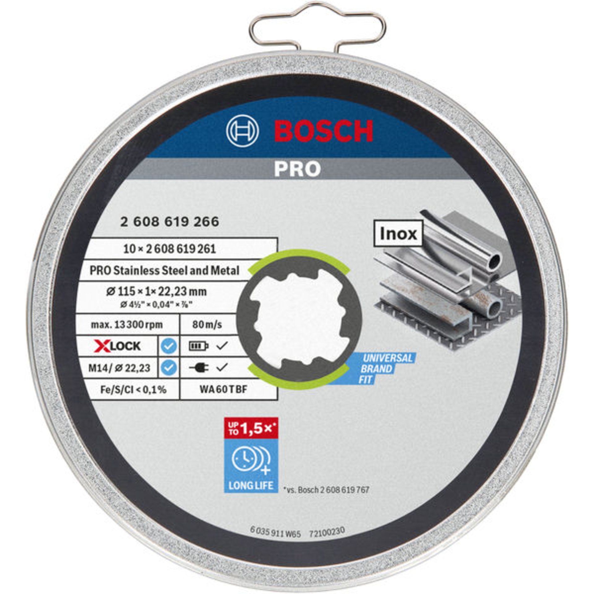PRO Stainless Steel and Metal X-Lock Trennscheibe, 115x1x22.23 mm, gerade, 10tlg