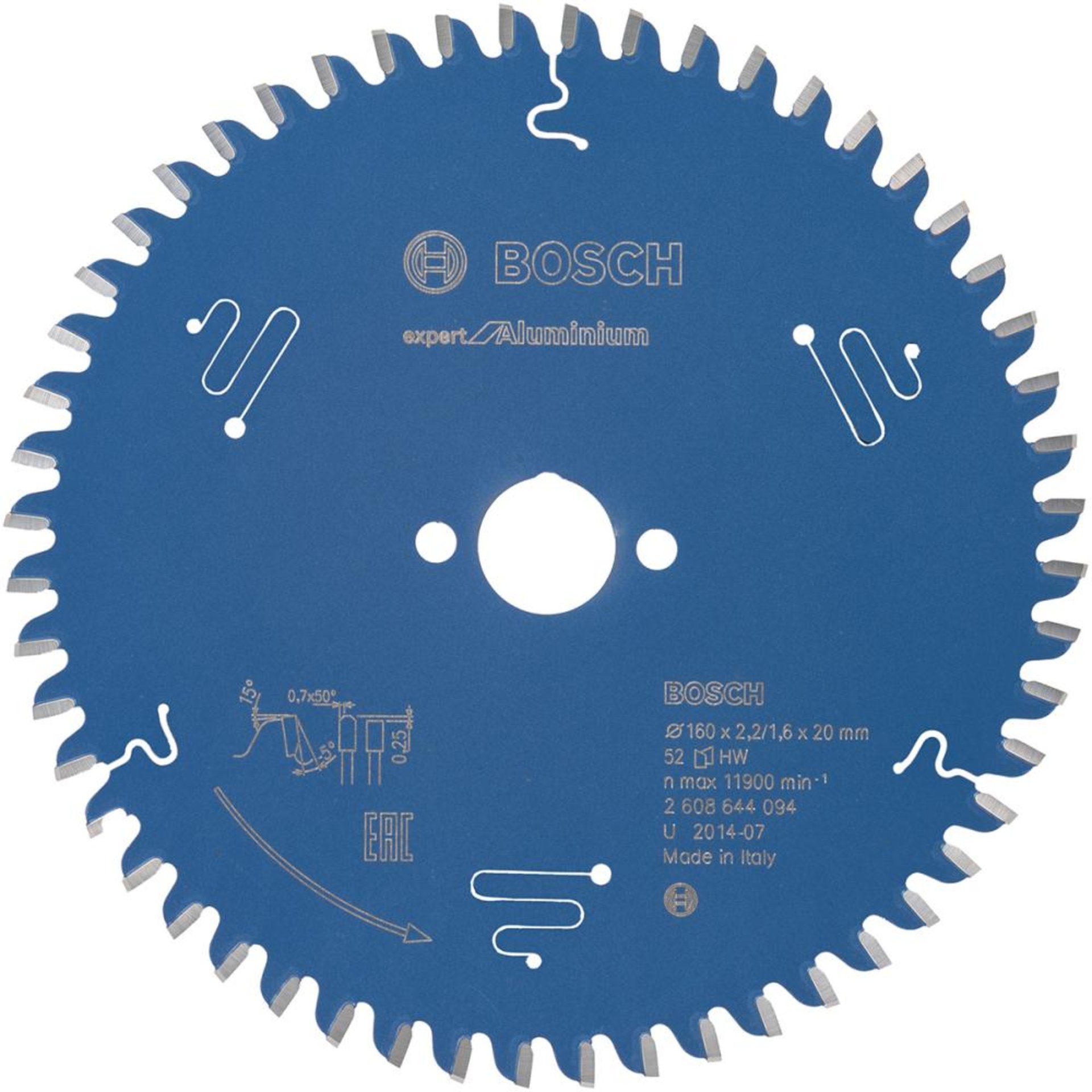 HM-Kreissägeblatt 160x2,2/1,6x20 52Z Bosch VE à 1 Stück Expert for Aluminium