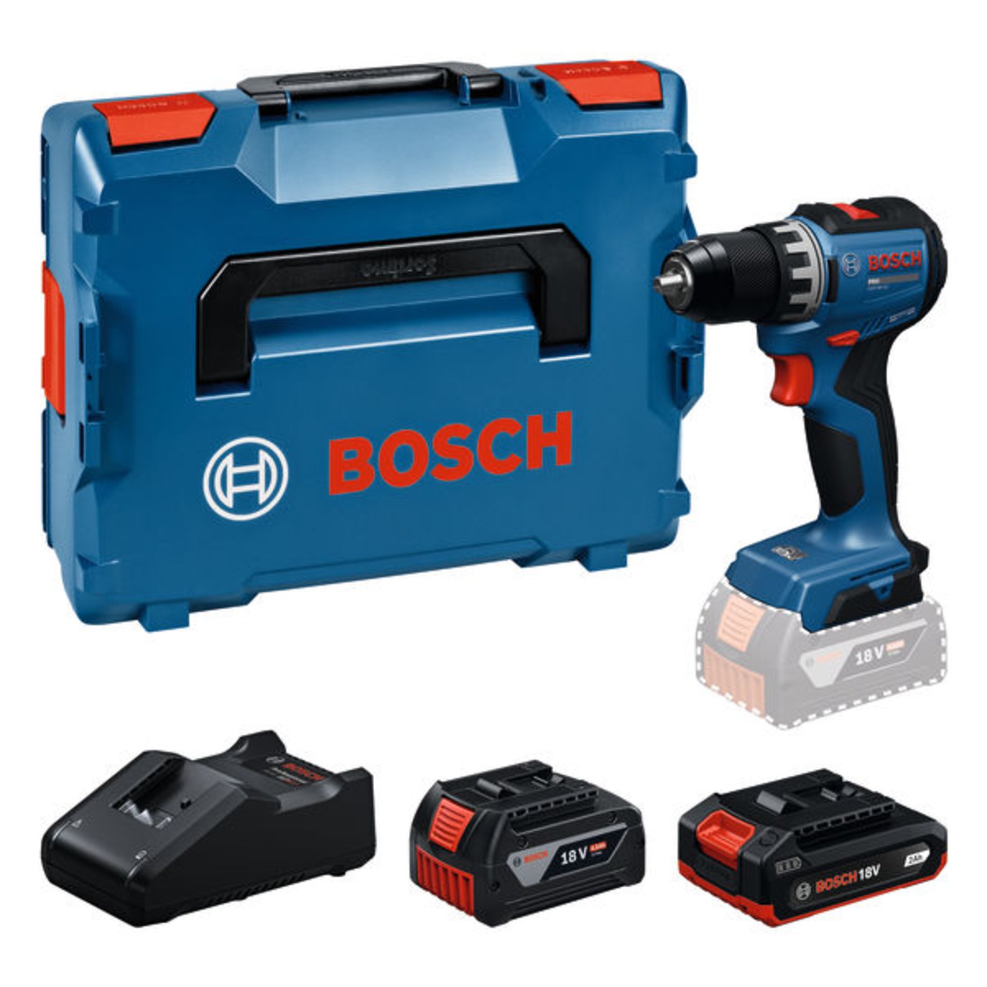 Akku-Bohrschrauber GSR18V-52, 1 x GBA 18V 4.0Ah, 1 x GBA 18V 2.0Ah in L-BOXX