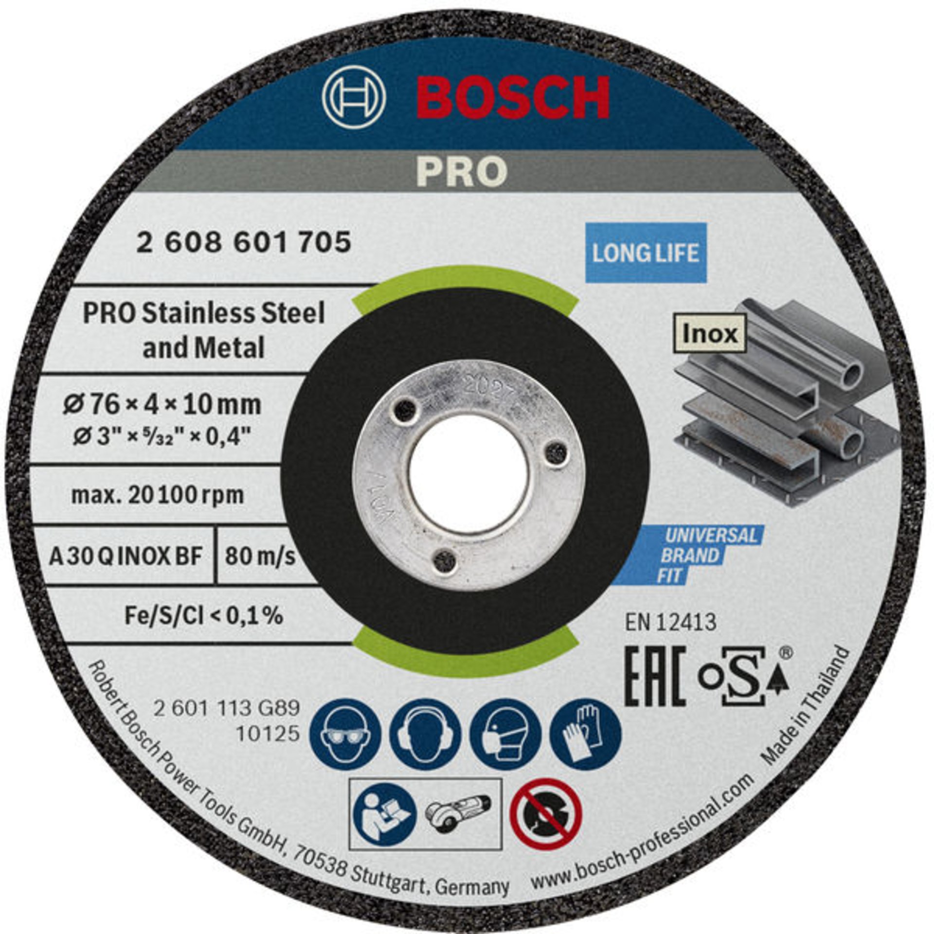 PRO Stainless Steel and Metal Schleifscheibe, 76 x 4 x 10 mm
