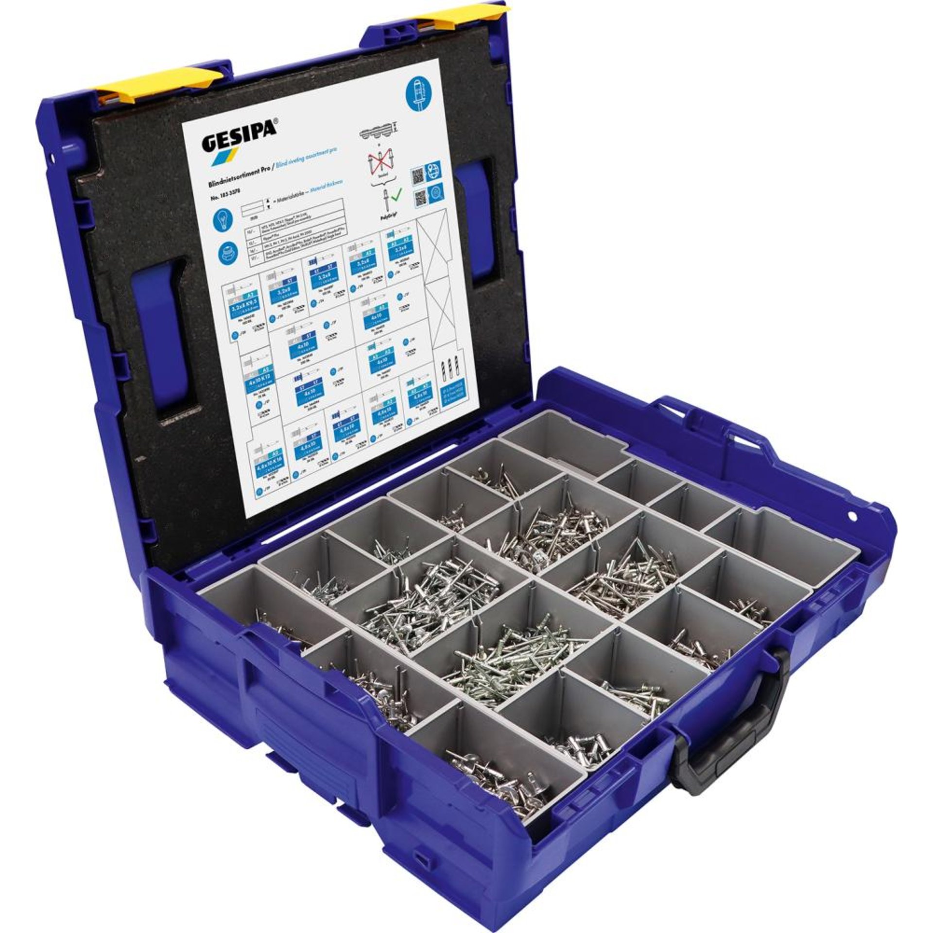 Blindniet-Sortiment Pro Blindniete PolyGrip inkl. 15 Abmessungen GESIPA