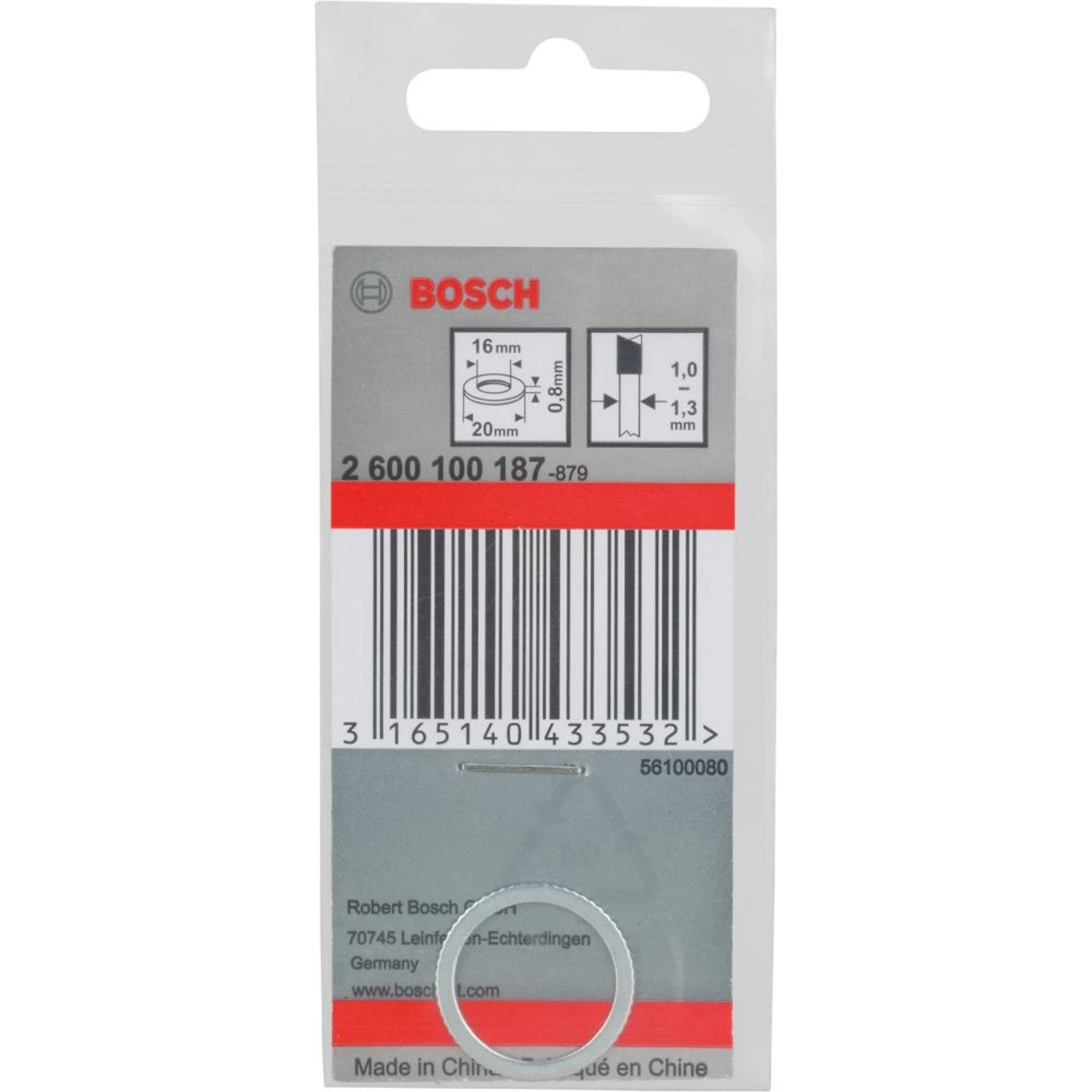 Reduzierring Ø20x16-0,8 mm Bosch VE à 1 Stück