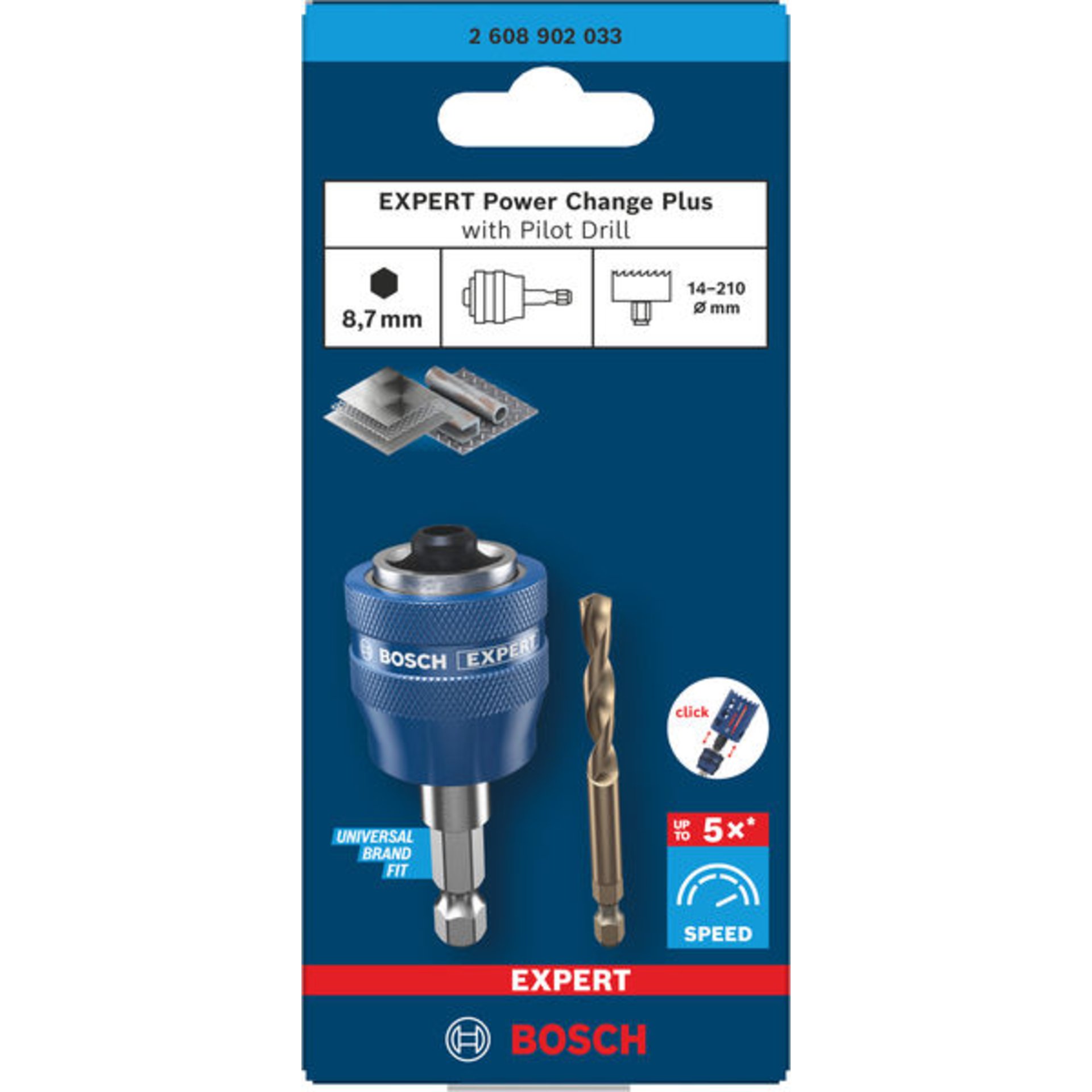 EXPERT Power Change Plus Aufnahme m. Vorb., HEX Sch. 8,7mm, HSS-Co, 7,15x25x65mm
