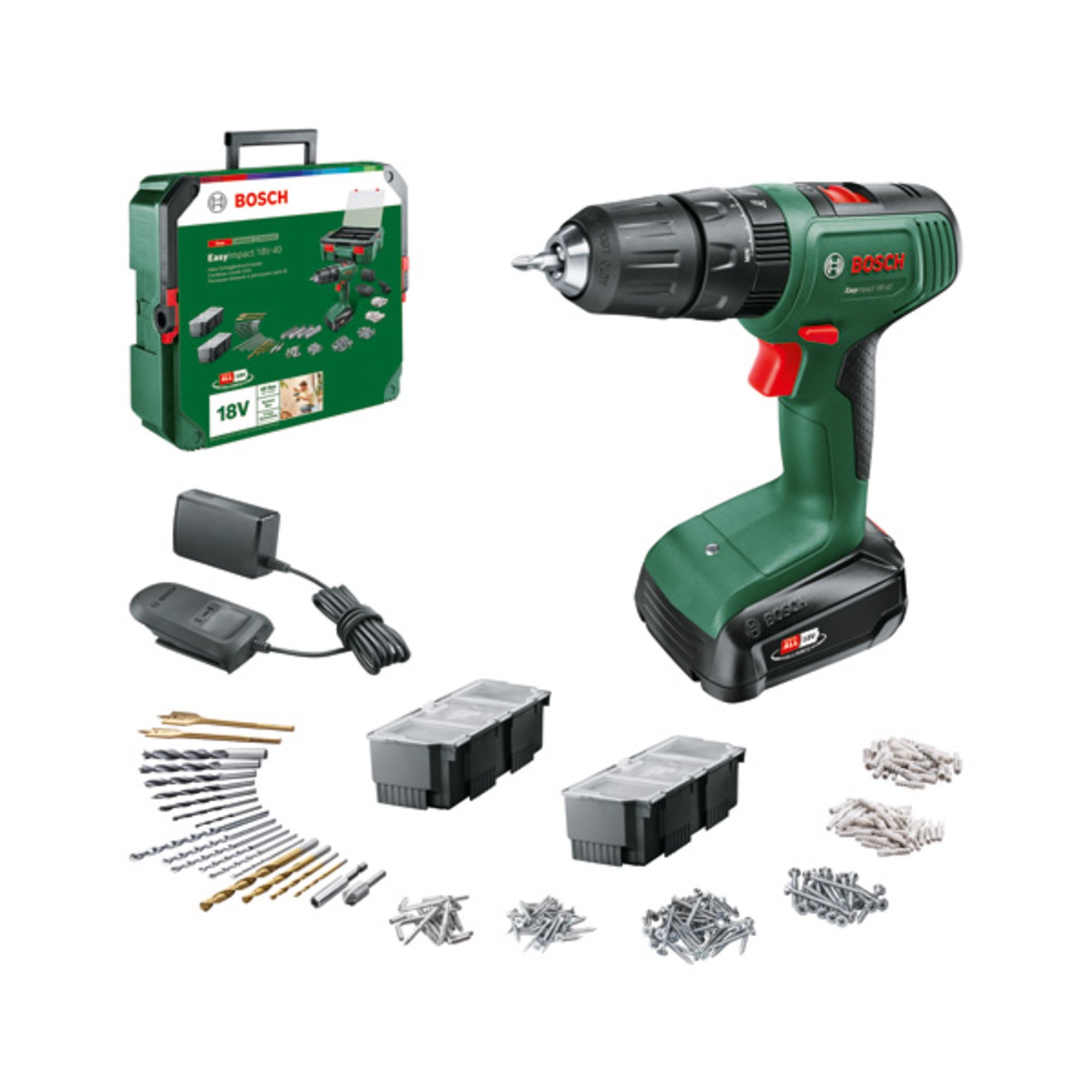 Akku-Schlagbohrmaschine EasyImpact 18V-40 + SystemBox, 1 x Akku PBA 18V 1.5Ah