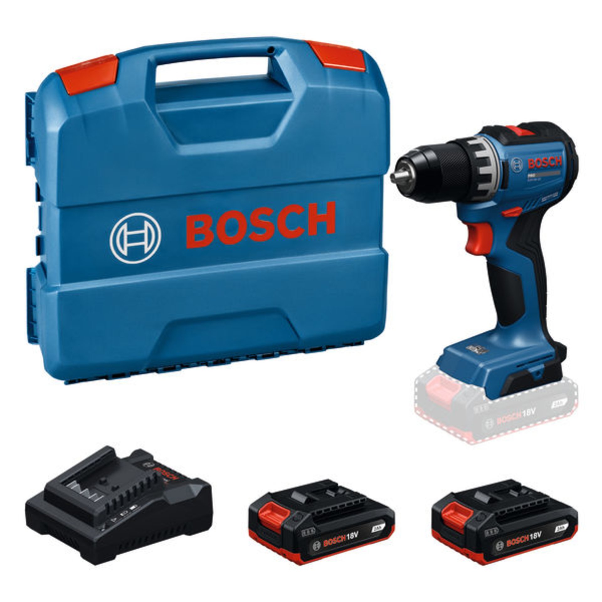Akku-Bohrschrauber GSR18V-52, 2 x Akku GBA 18V 2.0Ah in L-Case