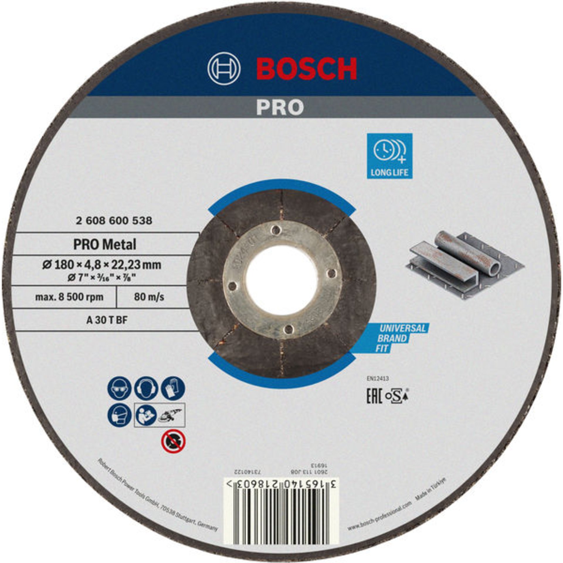 PRO Metal Gebundene Schleifscheibe, 180 x 4,8 x 22,23 mm