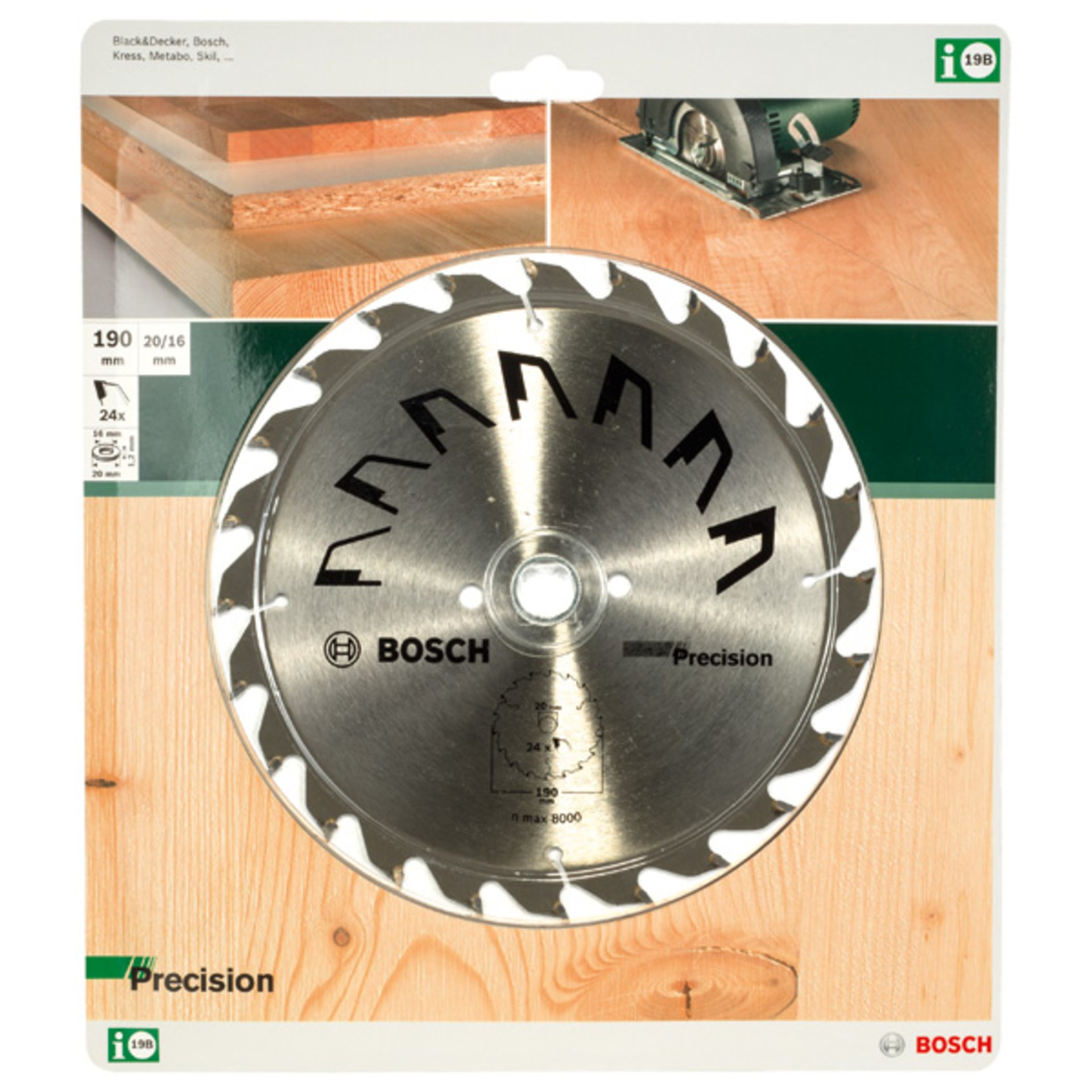 Kreissägeblatt PRECISION D= 190 mm, Bohrung= 20 mm, Z= 24