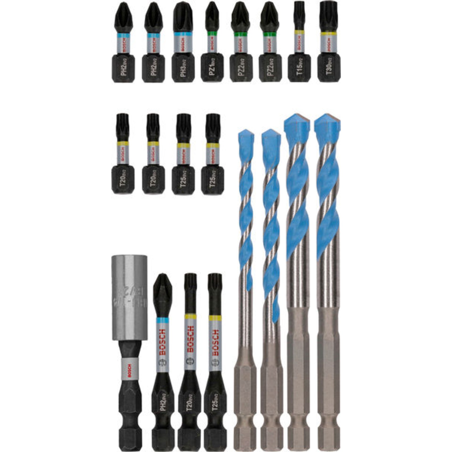PRO Impact Schrauberbits und Multi Construction Bohrer Set, 20-tlg.