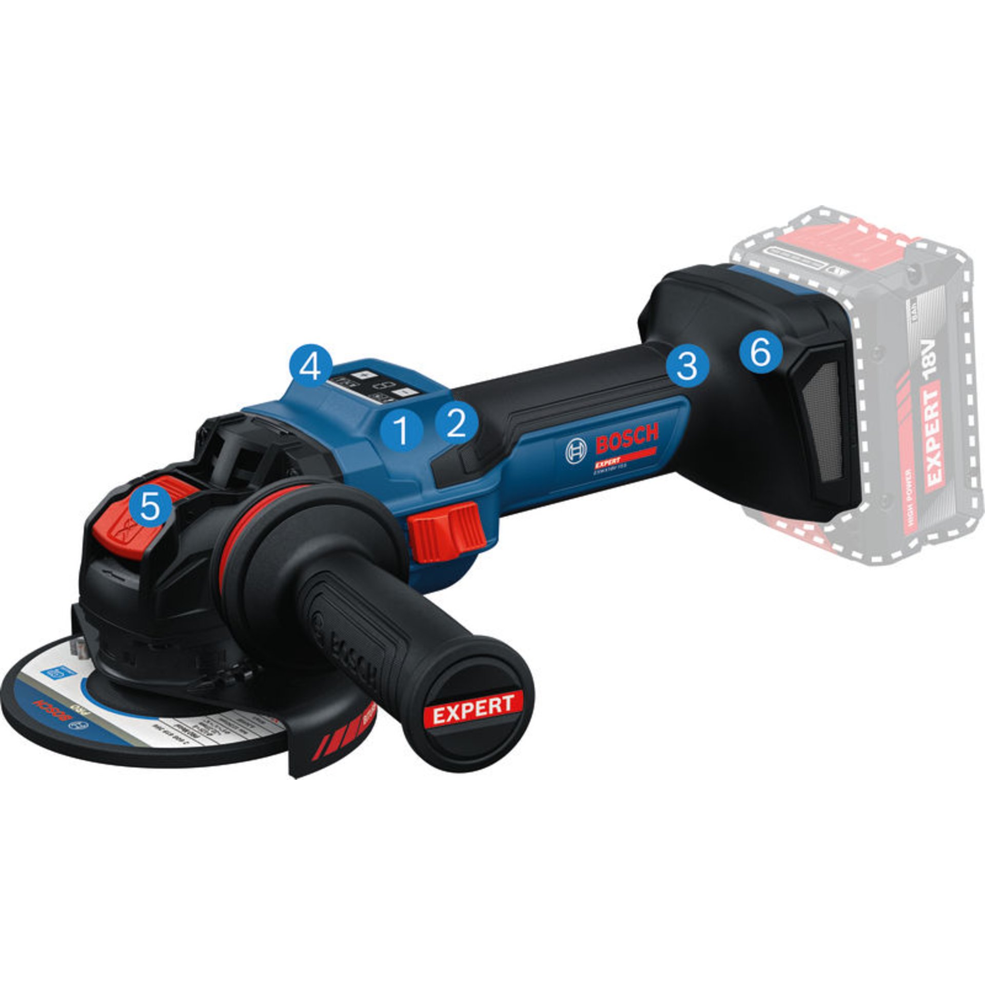 Akku-Winkelschleifer mit X-LOCK EXWX18V-15S