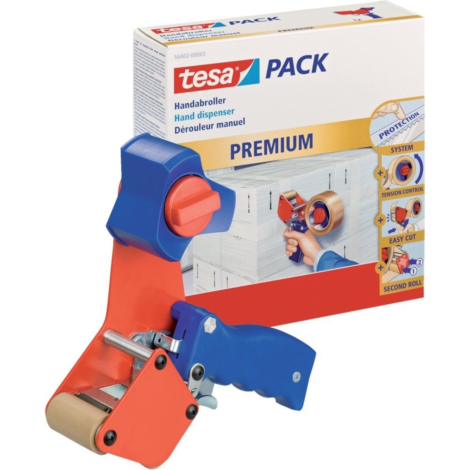 tesa 5642 Handabroller Premium, für Rollen mit 50mm Breite Verpackungsklebeband