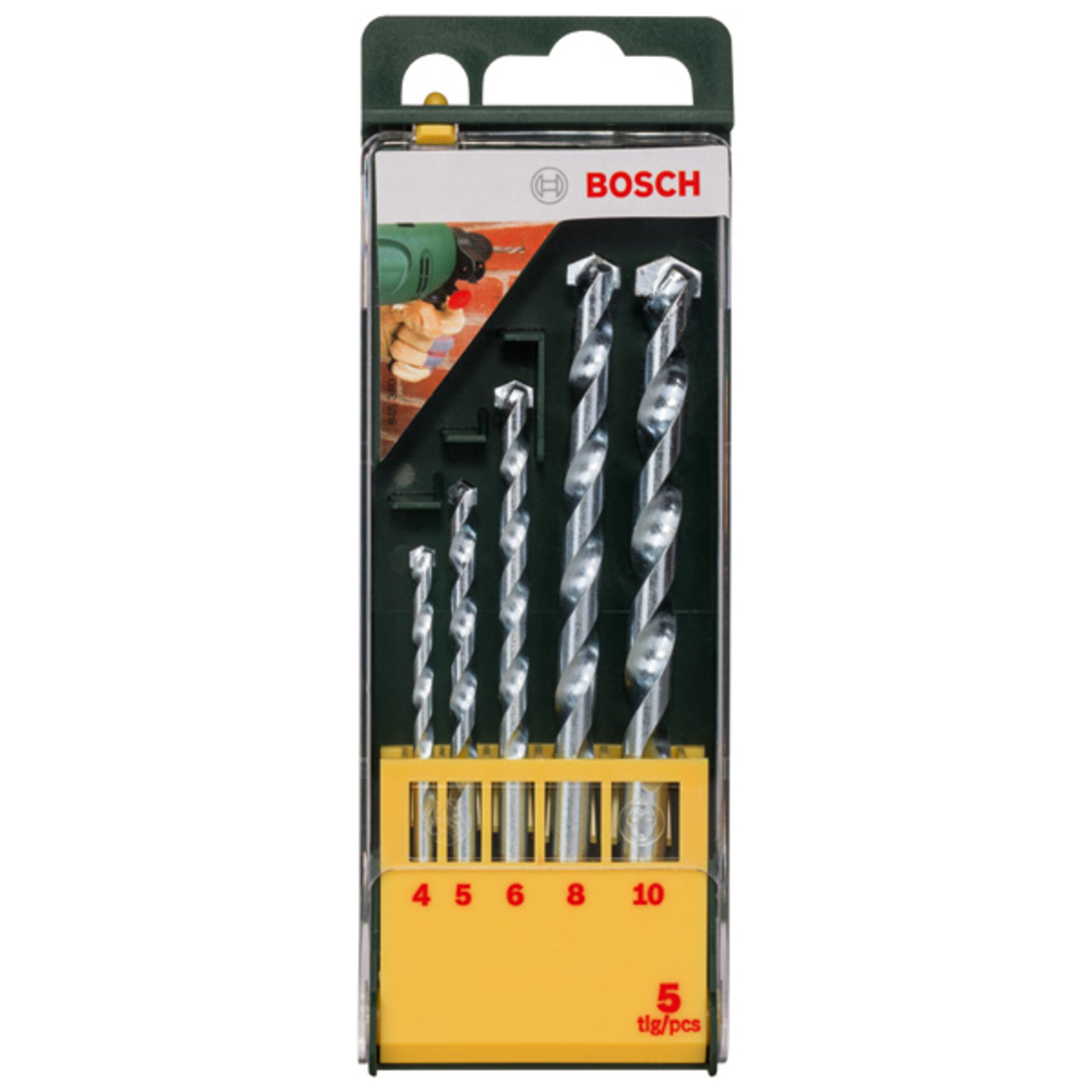 Steinbohrer-Set, 5-teilig, Durchmesser: 4 - 10 mm, HM-Steinbohrer