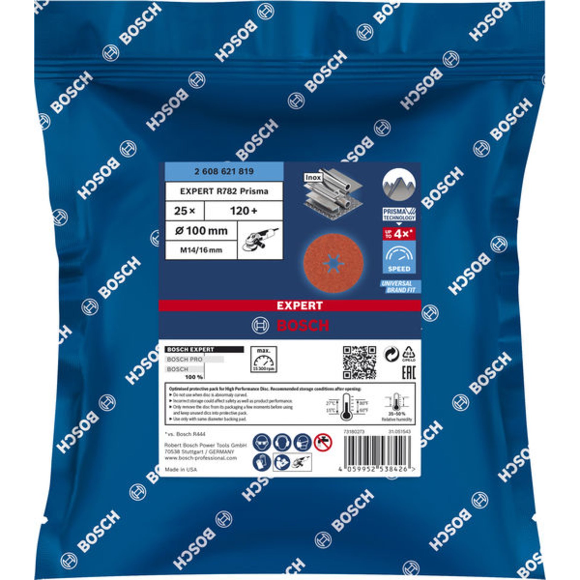EXPERT R782 Fiberscheibe, 100mm, K120, 25-tlg.