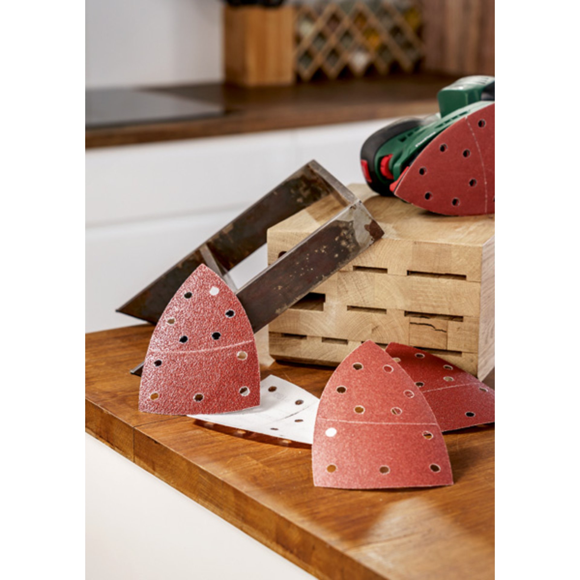 Schleifblatt-Set für Multischleifer, 25-teilig, 11 Löcher, 102 x 62 mm, 40 - 180