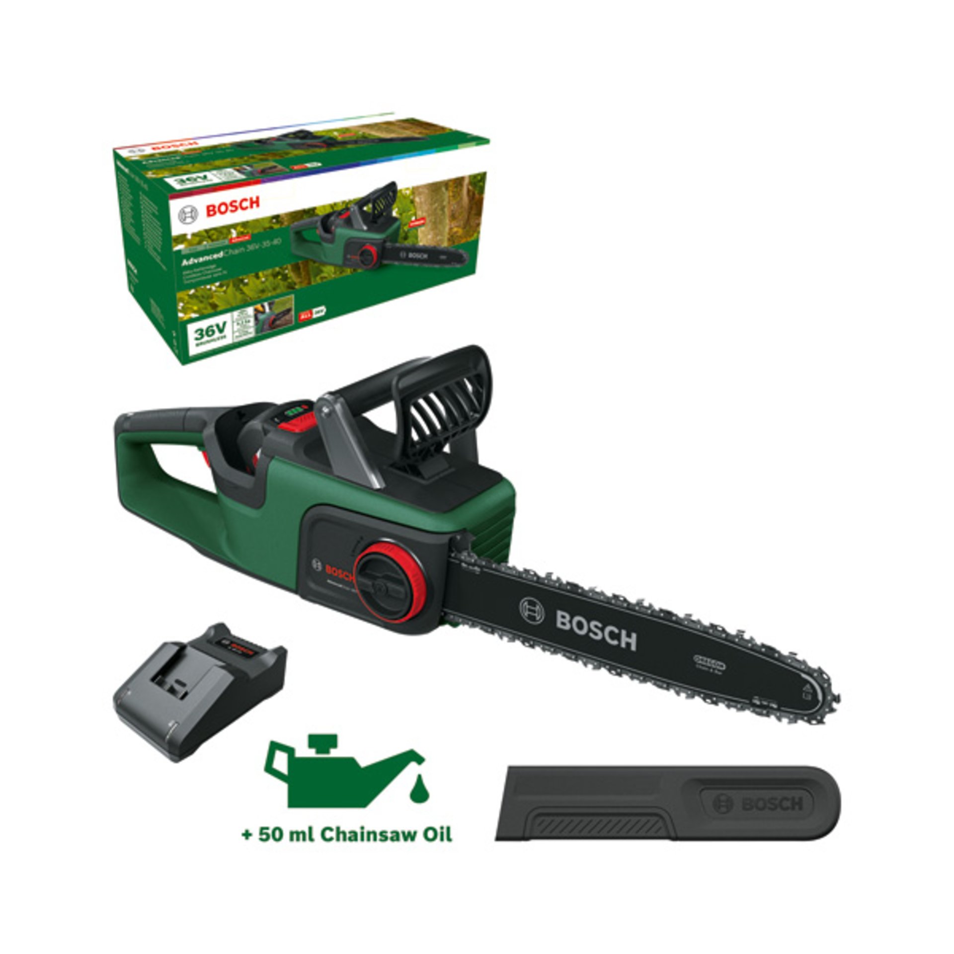Akku-Kettensäge AdvancedChain 36V-35-40, 1 x Akku 36V 2,0Ah