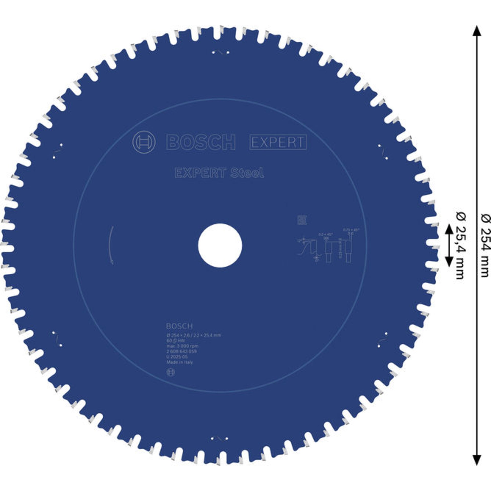 EXPERT Steel Kreissägeblatt, 254x2,6/2,2x25,4 mm, Z60