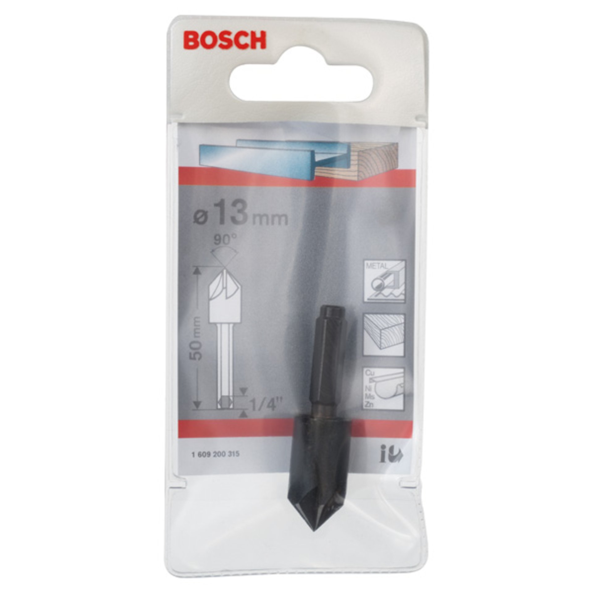 Kegelsenker mit Sechskantschaft, 13,0 mm, 90°, 50 mm, 1/4-Zoll