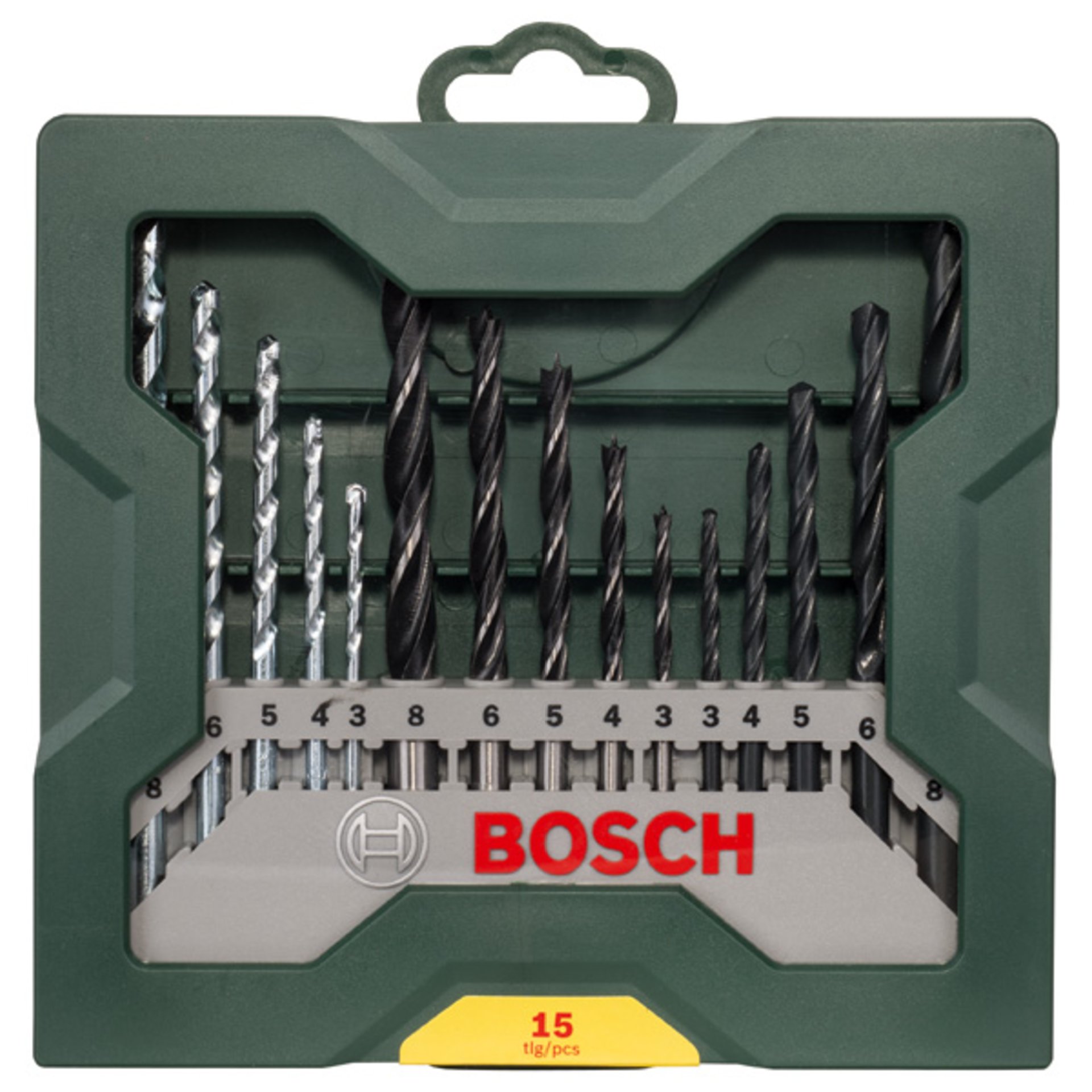Mini-X-Line Mixed-Set, 15-teilig, 5 Stein-, 5 Metall-, 5 Holzbohrer