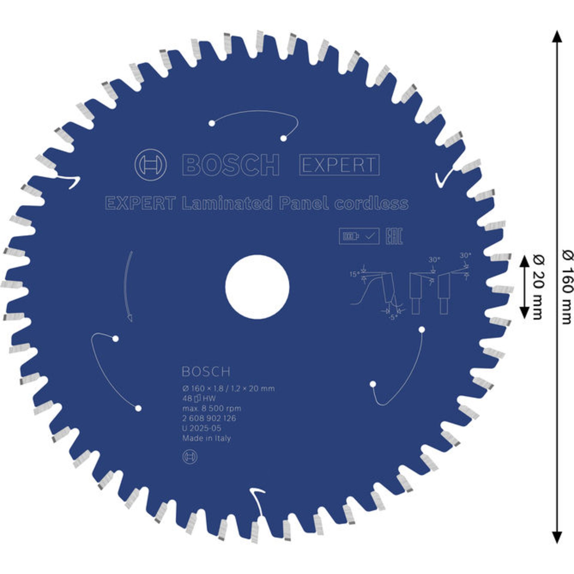 EXPERT Laminated Panel Kreissägeblatt, 160x1,8x20 mm, Z48