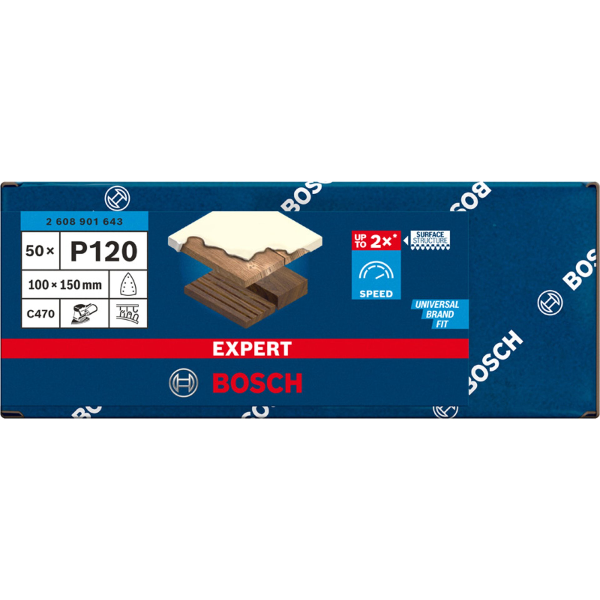 EXPERT C470 Schleifblatt, 100x150mm, K120,  7 Löcher, 50-tlg.