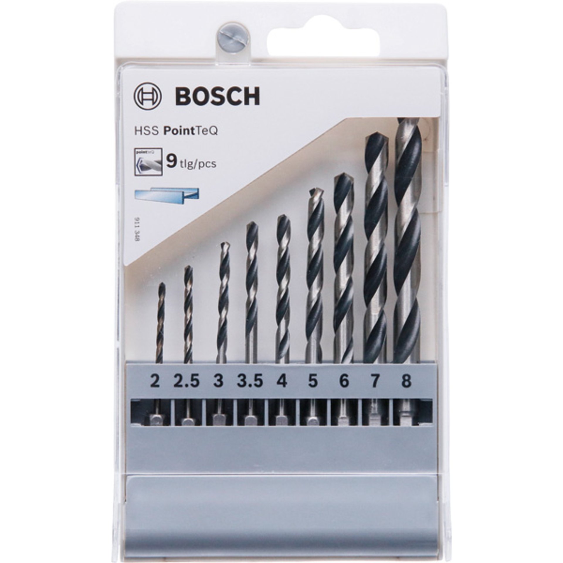 HSS PointTeQ Sechskantbohrer-Set, 9-tlg., 2-8 mm