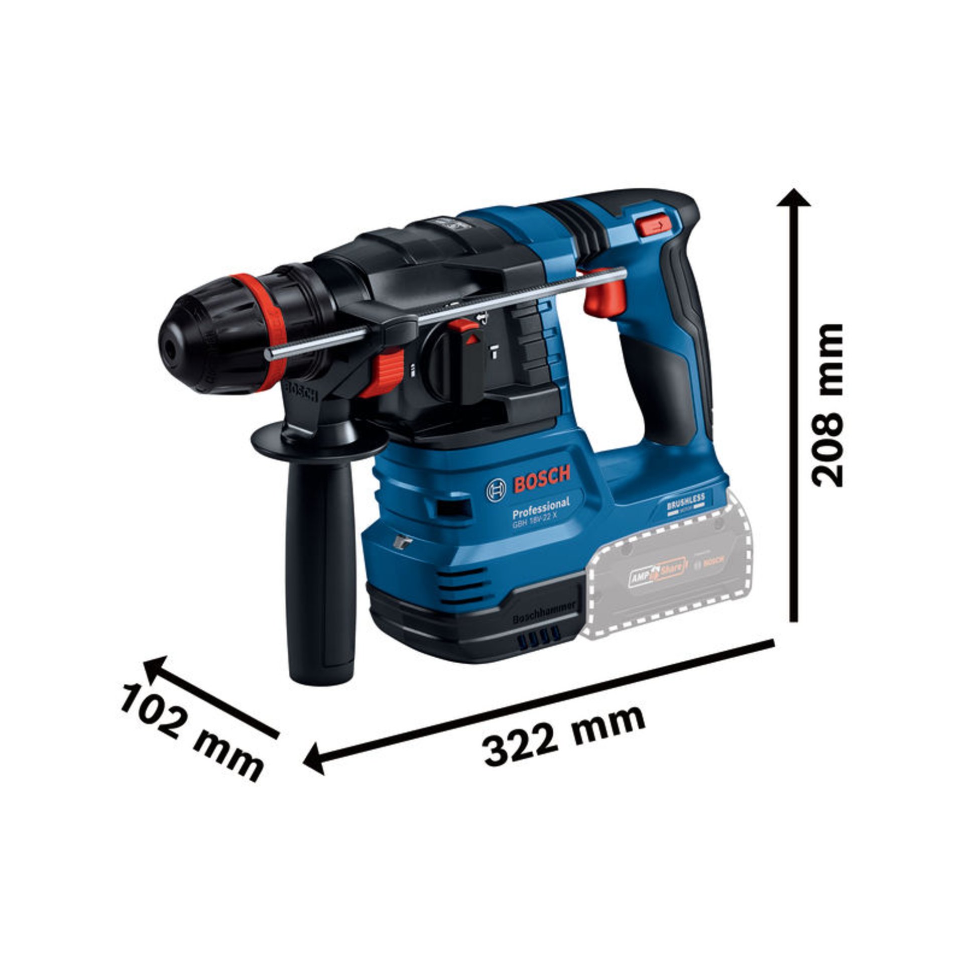 Akku-Bohrhammer mit ONECHUCK GBH 18V-22 X