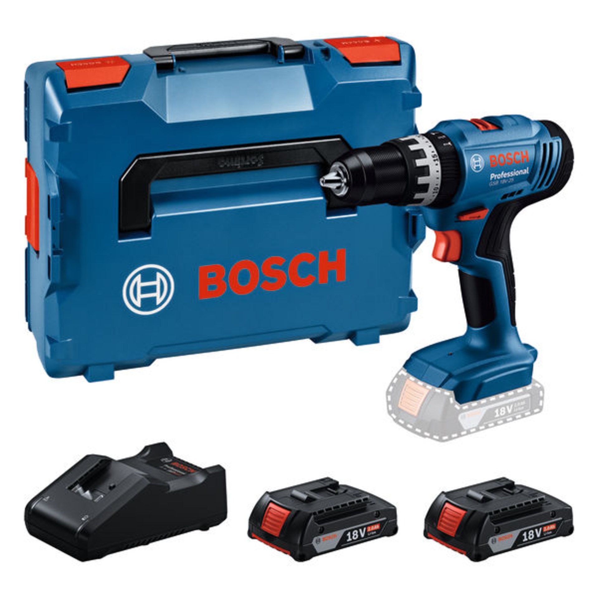 Akku-Schlagbohrschrauber GSB 18V-25, 2 x Akku GBA 18V 2.0Ah in L-BOXX
