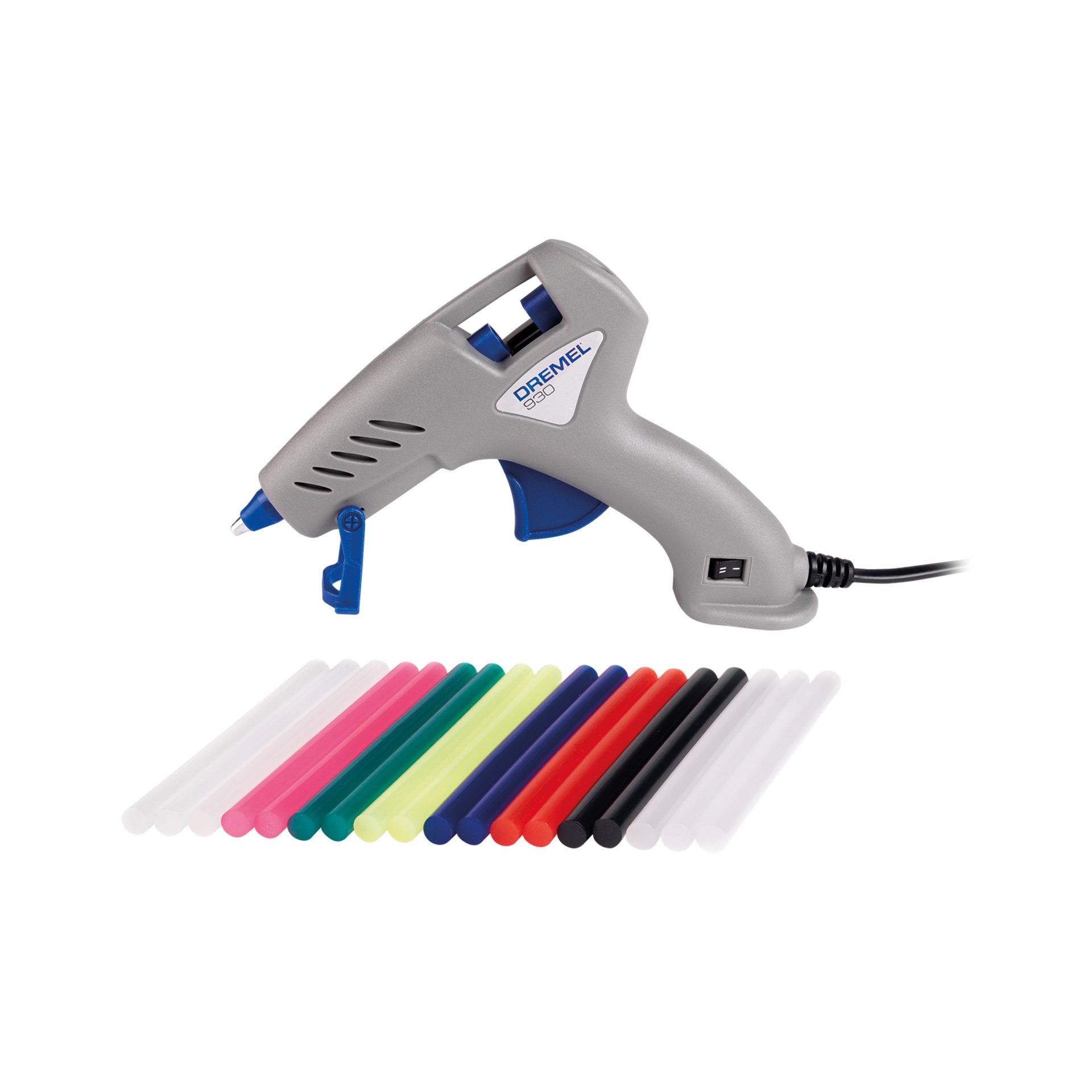 DREMEL® Heißklebepistole 930, 12 Farb-Klebestifte (7 mm), 6 Klebestifte (7 mm)