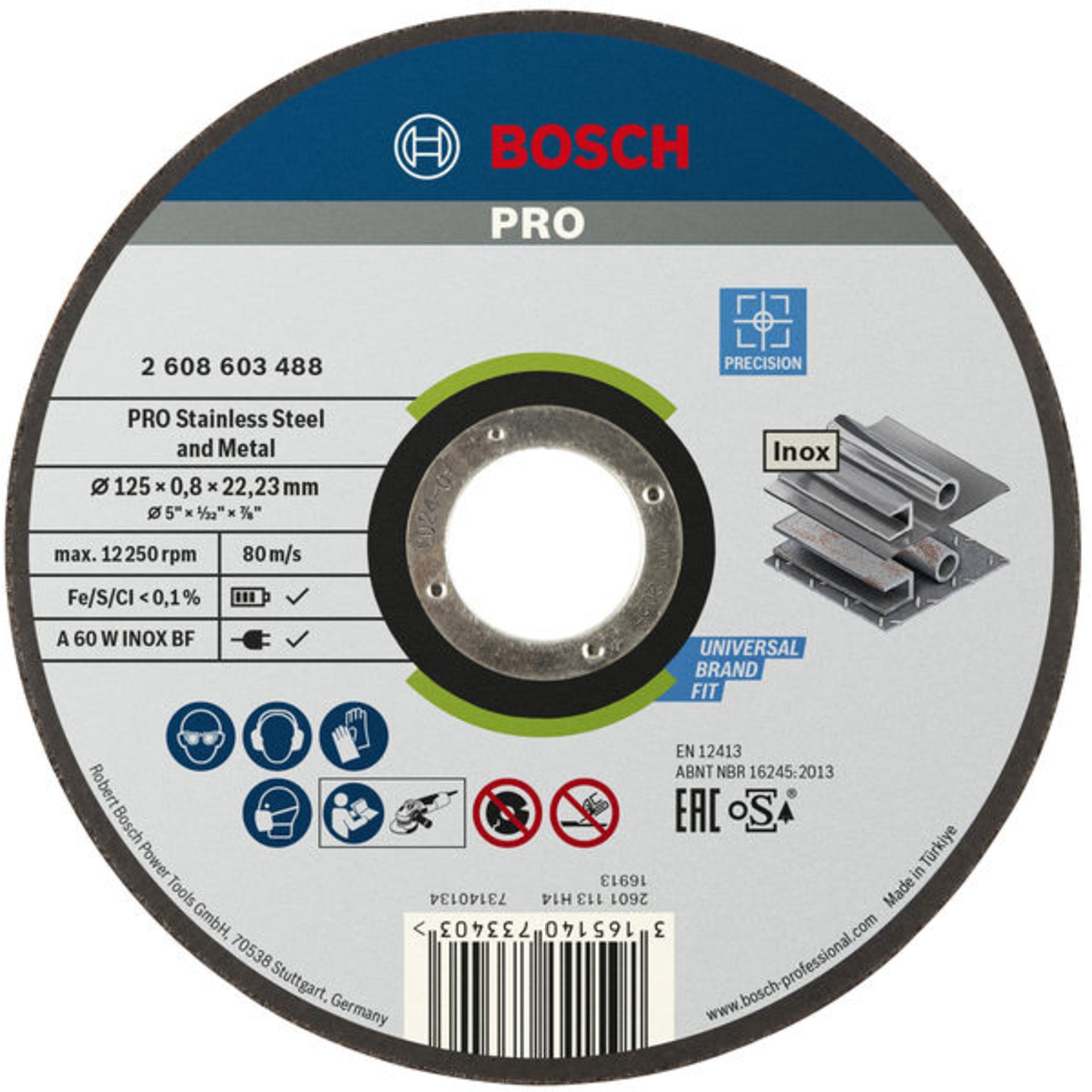 PRO Stainless Steel and Metal Gebundene Trennscheibe, 125x0,8x22,23 mm, gerade