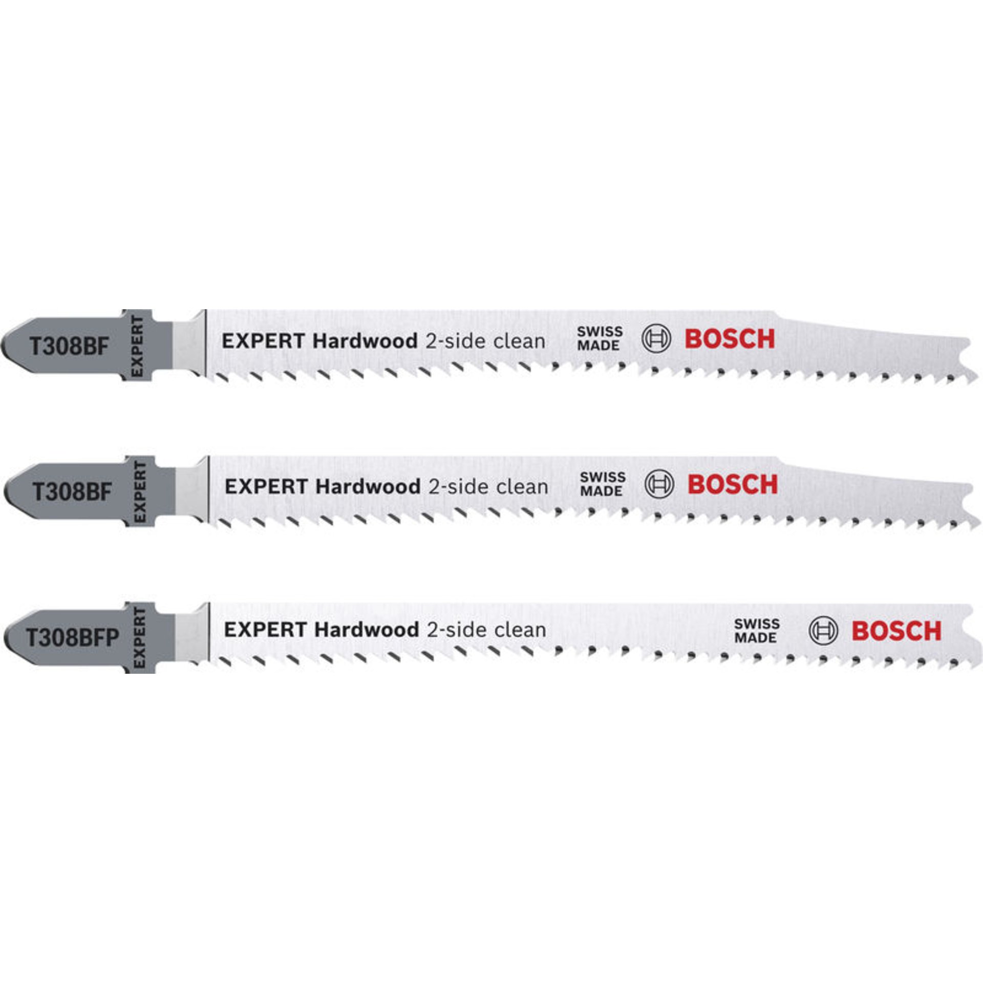 EXPERT Hardwood 2-side clean Stichsägeblatt-Set, 3-tlg., (2xT308BF, 1xT308BFP)