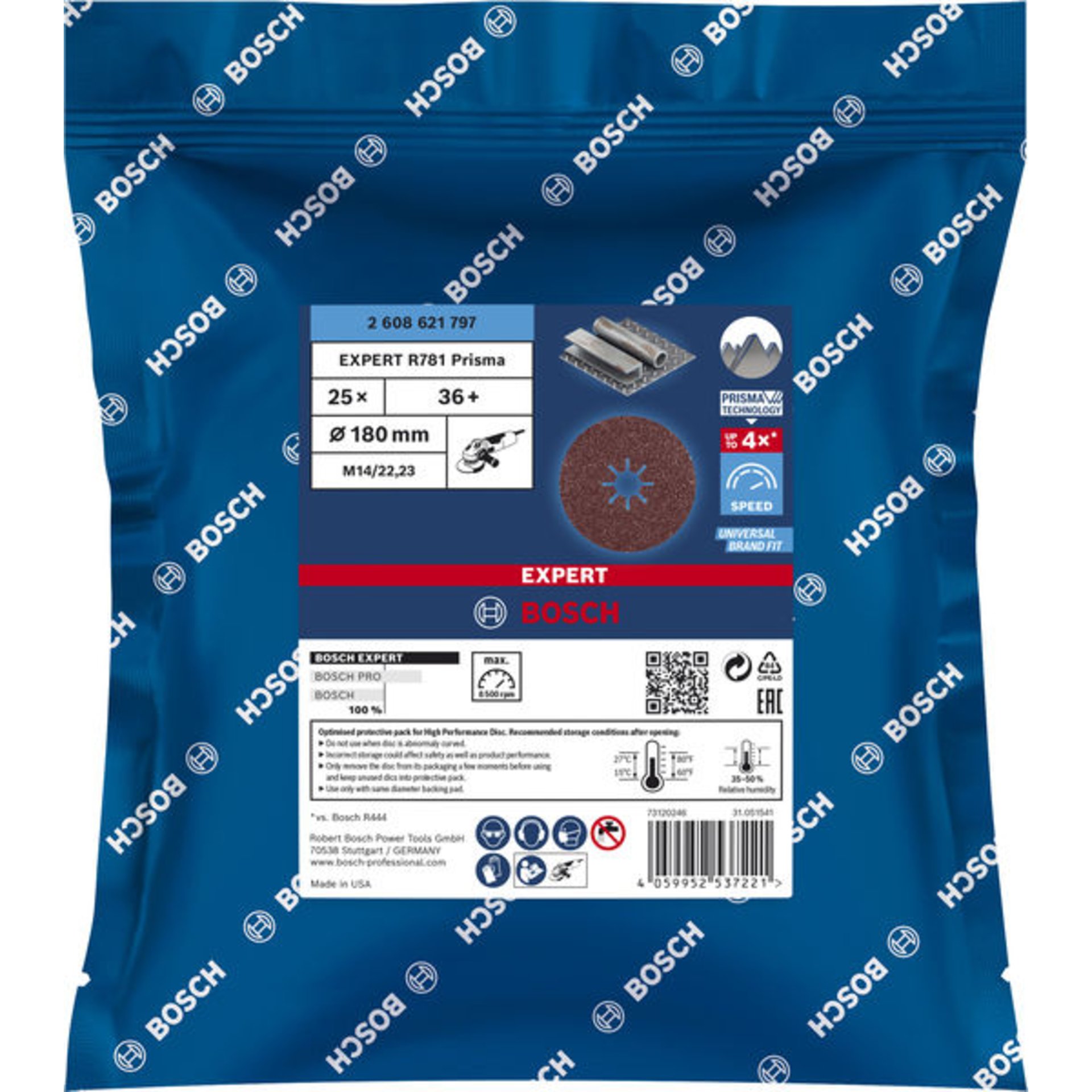 EXPERT R781 Fiberscheibe, 180mm,  K36,  25-tlg.