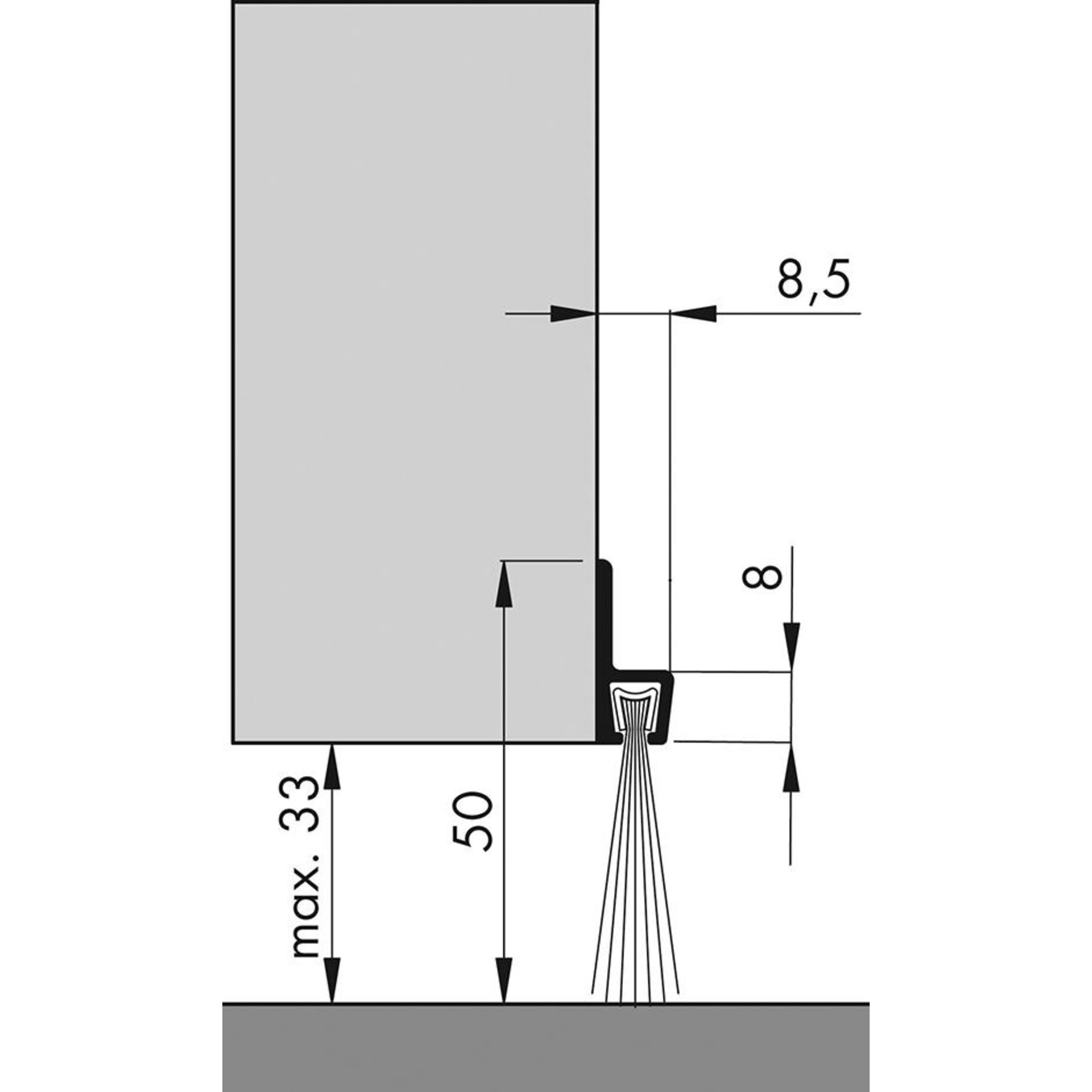 Türbodendichtung alu IBS 50 250cm m.PP Bürste ELLEN