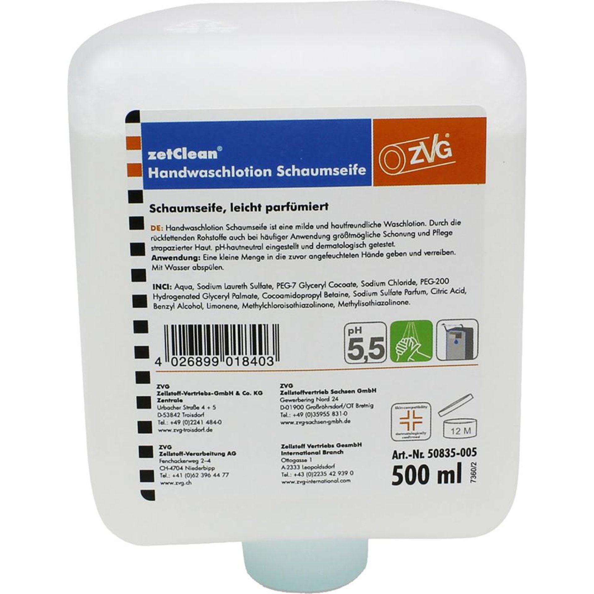 Handwaschlotion Schaumseife 500 ml, Systempatrone