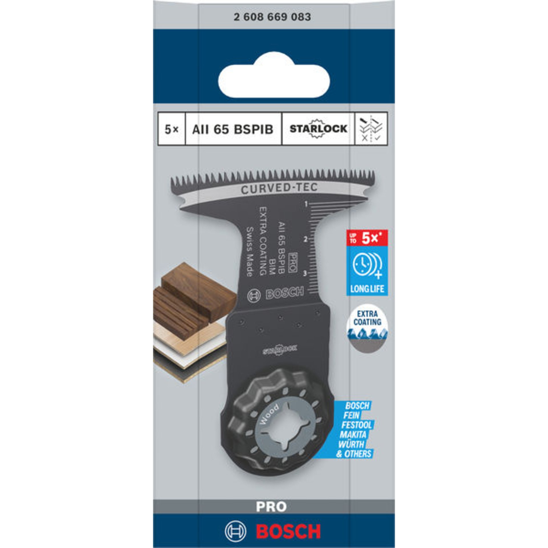 PRO AII 65 BSPIB Blatt für Multifunktionswerkzeuge, 65 x 40 mm, 5-tlg.