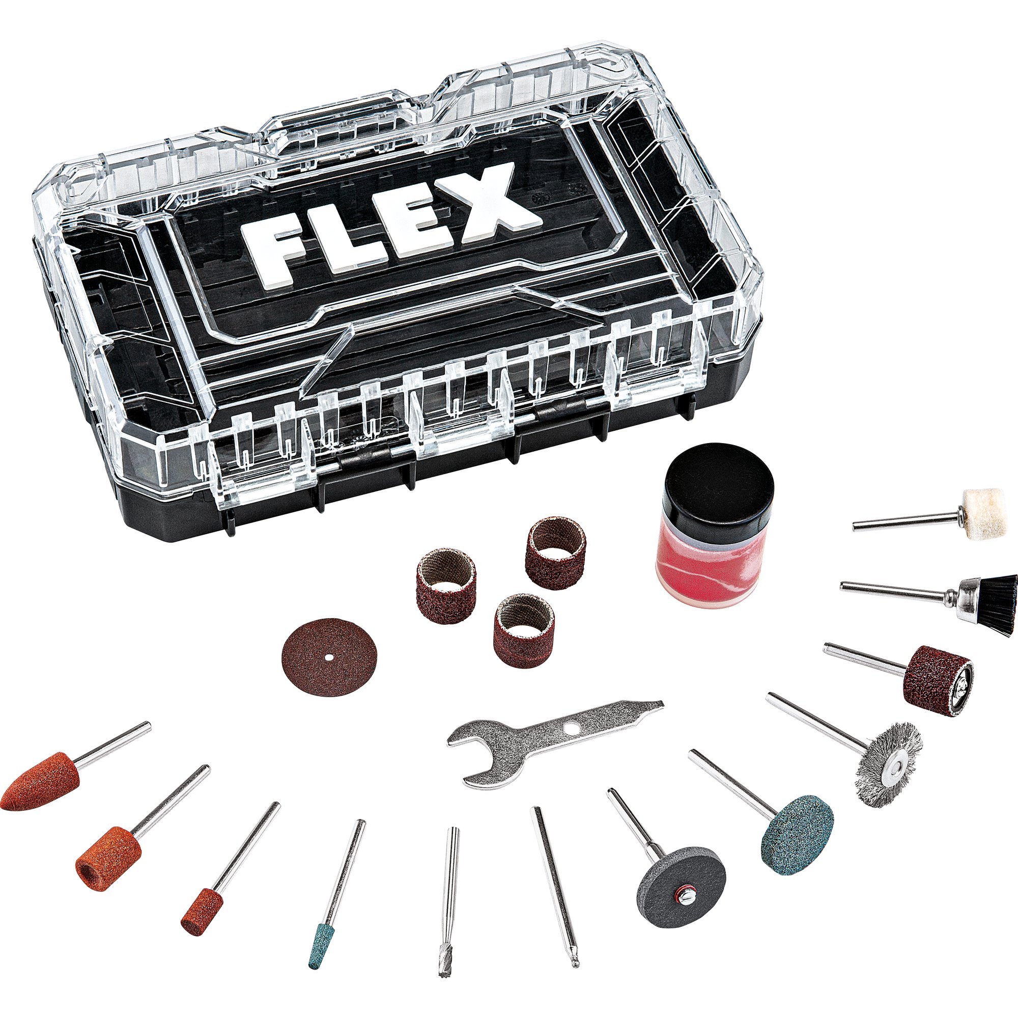 FLEX Zubehörset DB 26 mit 26 Teilen in transparenter Box