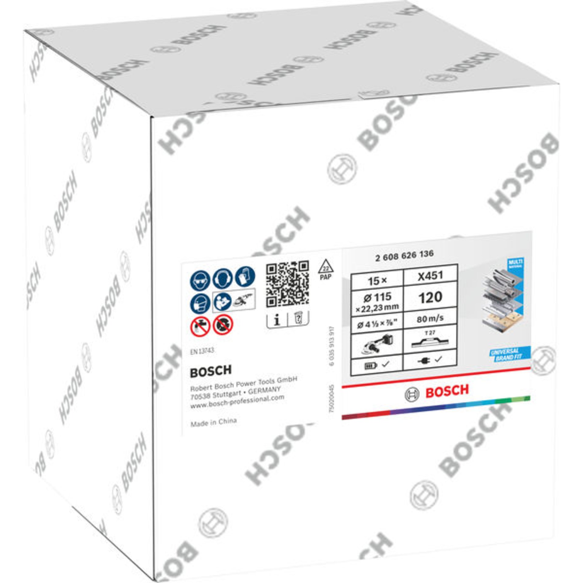 X451 Fächerschleifscheibe, 115 x 22,23 mm, K120, Z27, 15-tlg