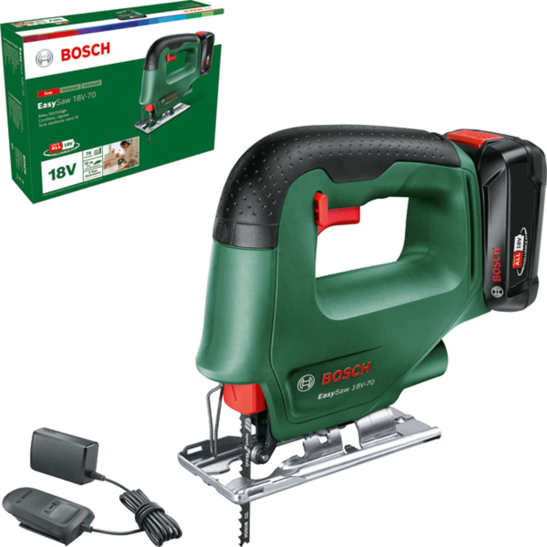Akku-Stichsäge EasySaw 18V-70, 1 x Akku PBA 18V 2.0Ah