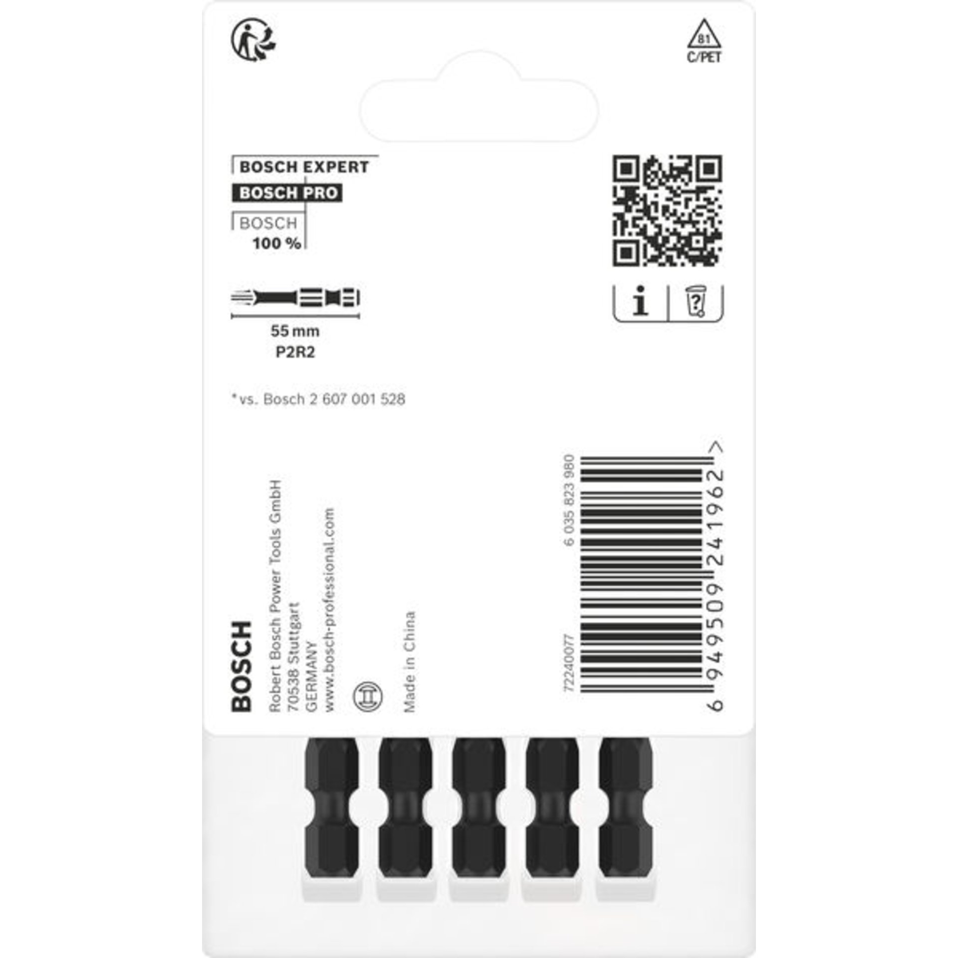 PRO P2R2 Impact Bit, 55 mm, 5-tlg.