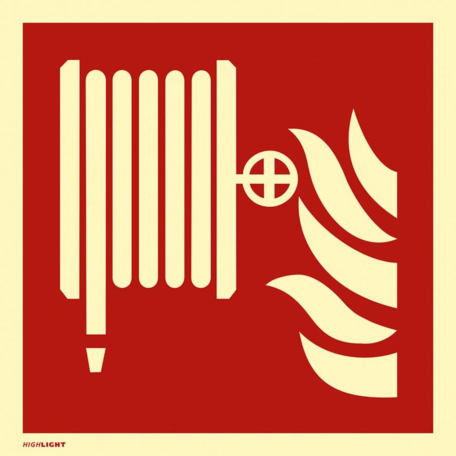 Schild Löschschlauch ISO-7010 - Symbol F002 Folie 148x148 mm langnachleuchtend 160 mcd