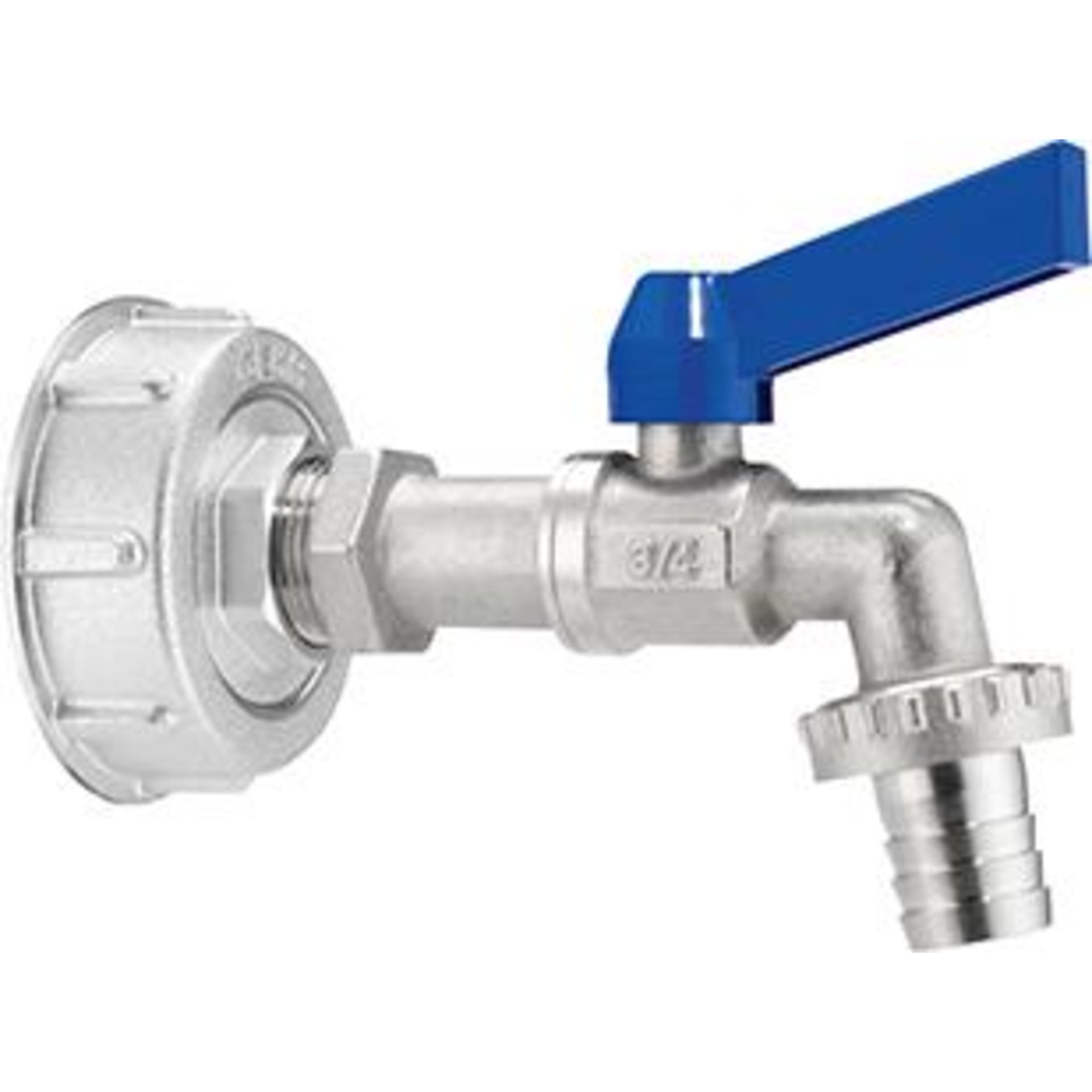 GEKA plus IBC Adapter SetS60x6, Kugelauslaufv., 3/4", Griff bl., K.