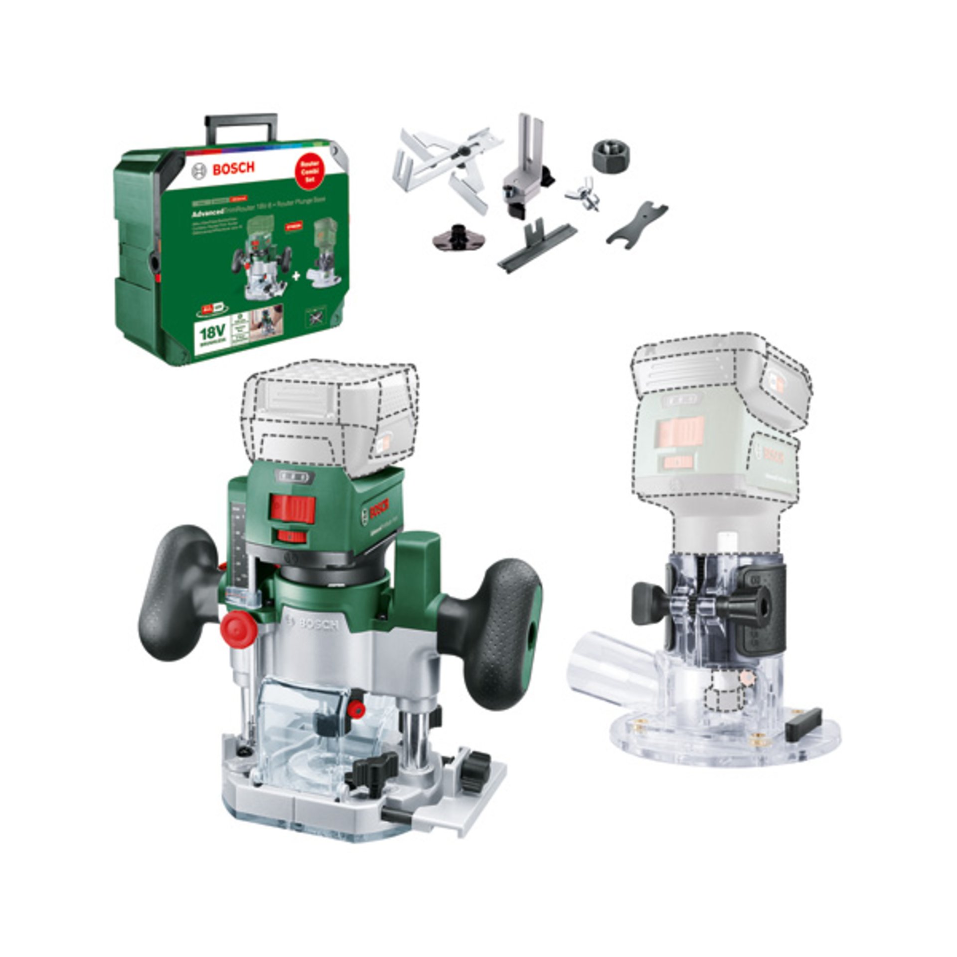 Akku-Fräse Router Combi Set