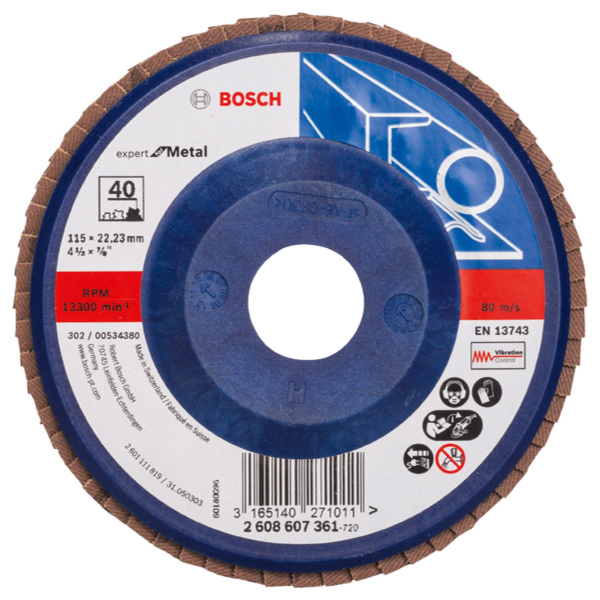 Fächerschleifscheibe X551 Expert for Metal, gerade, 115 mm, 40, Kunststoff
