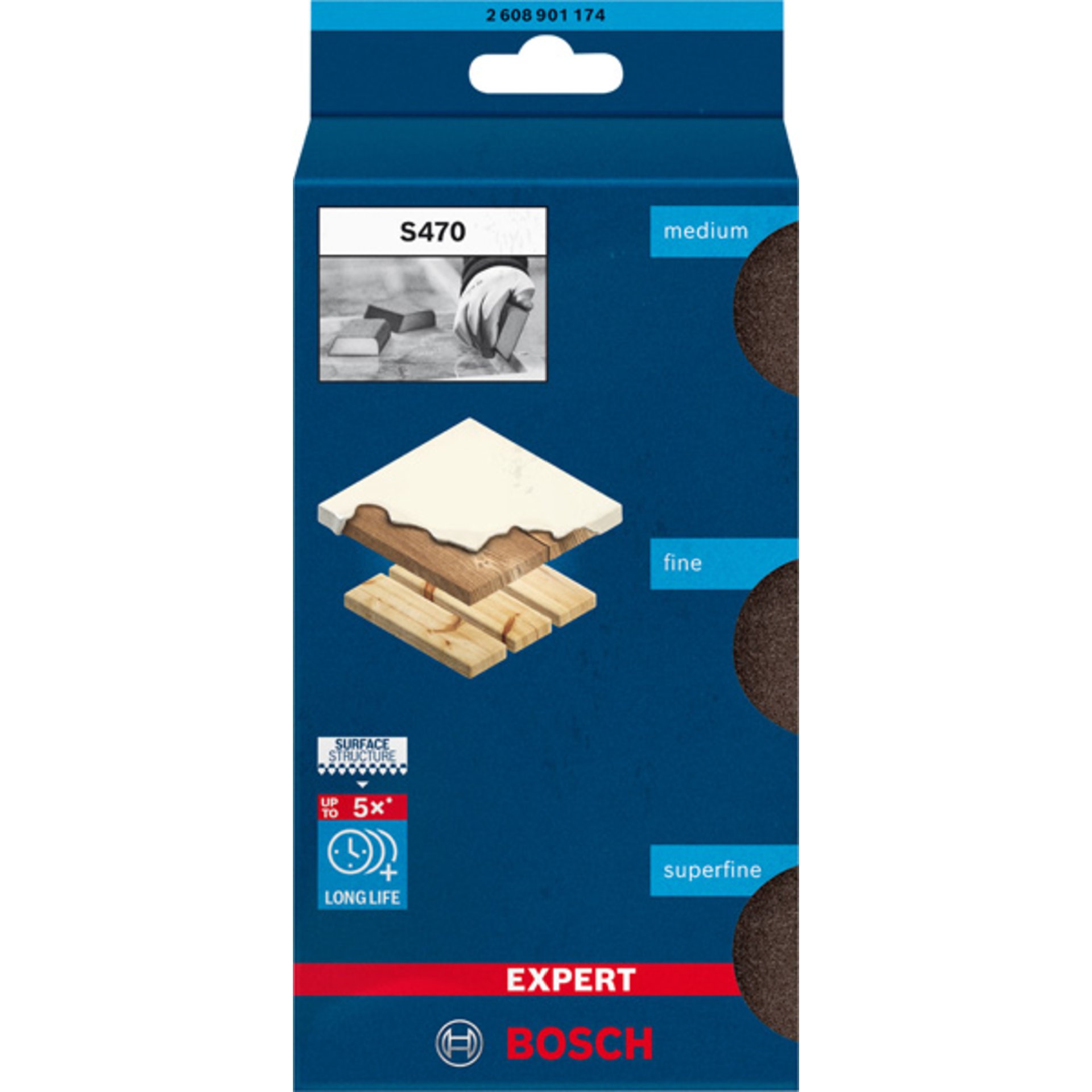 EXPERT S470 Combi Schleifblock Set, mittel, fein, super fein, 3-tlg.
