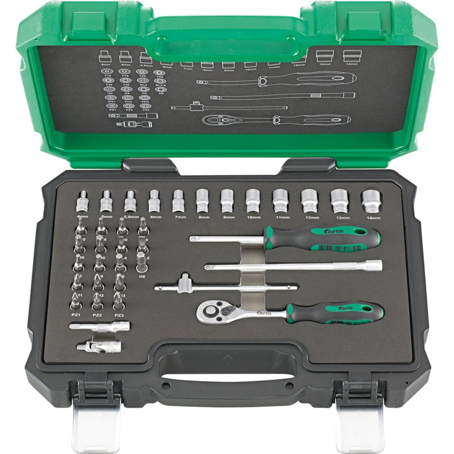 Steckschlüssel-Garnitur 1/4" 36-teilig FORTIS