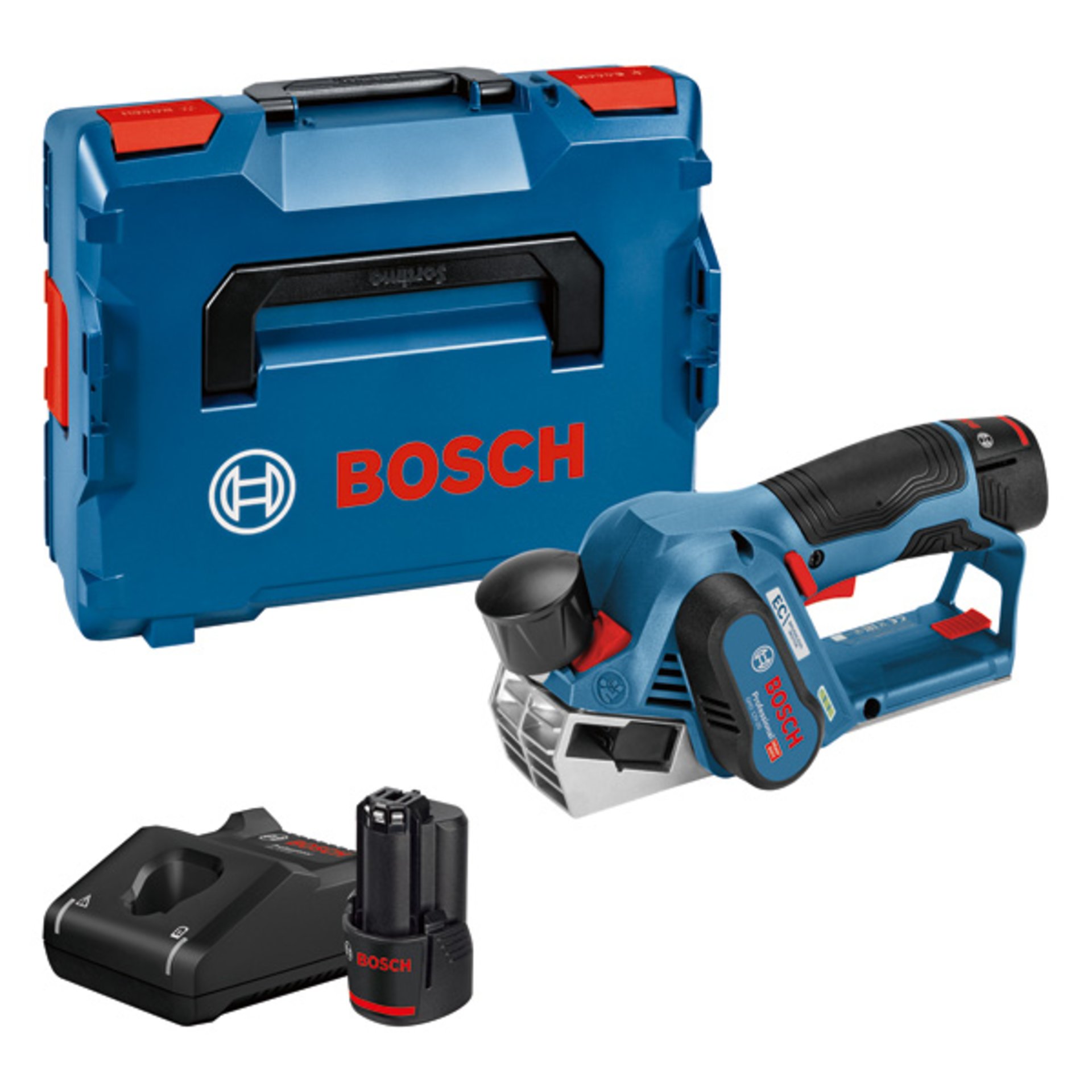 Akku-Hobel GHO 12V-20, 2 x Akku GBA 12V 3.0Ah in L-BOXX