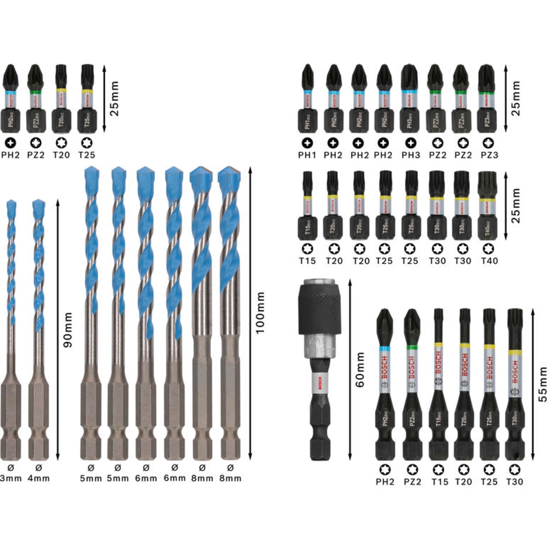 PRO Impact Schrauberbits und Multi Construction Bohrer Set, 35-tlg.