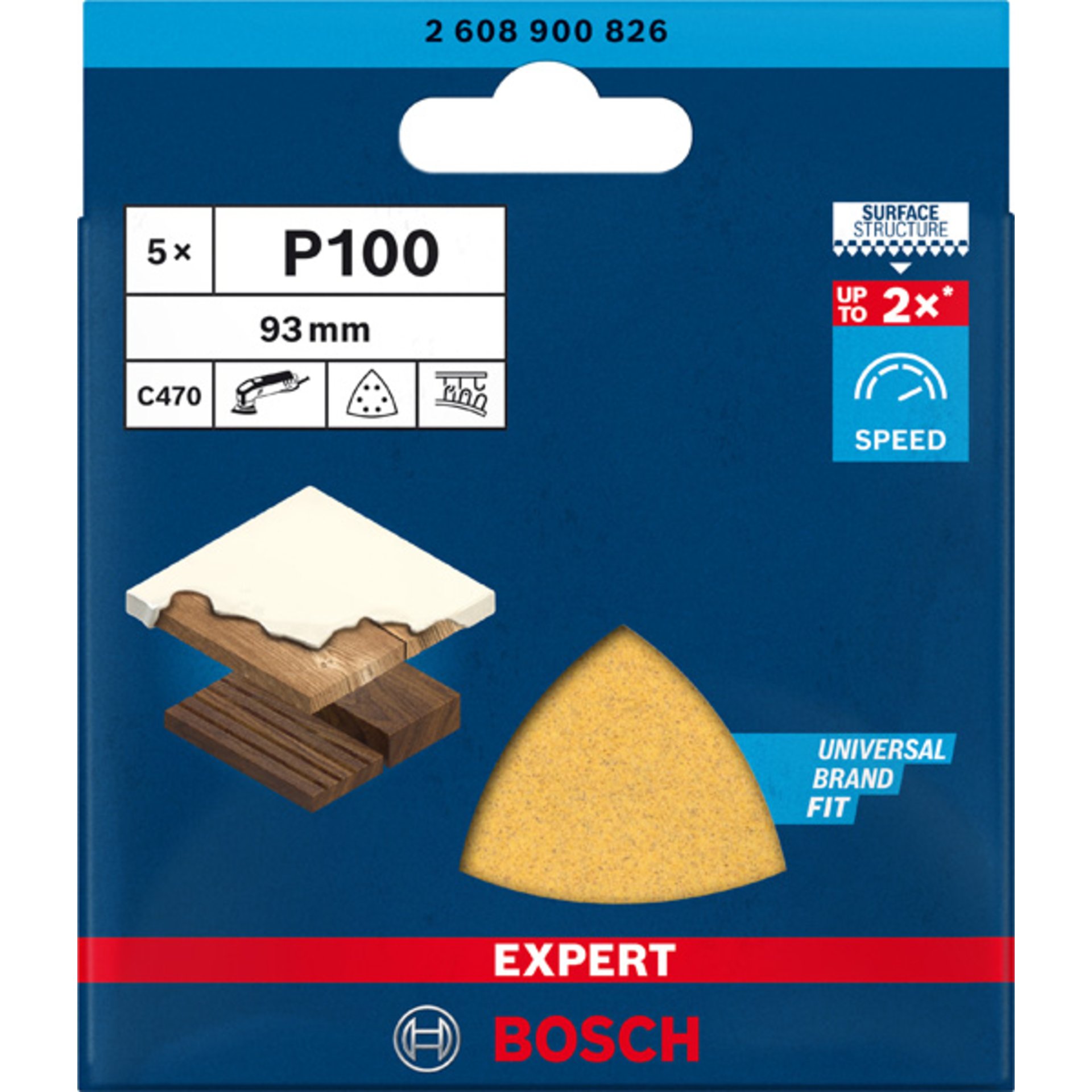 EXPERT C470 Deltaschleifblatt, 93mm, K100, 6 Löcher, 5-tlg.