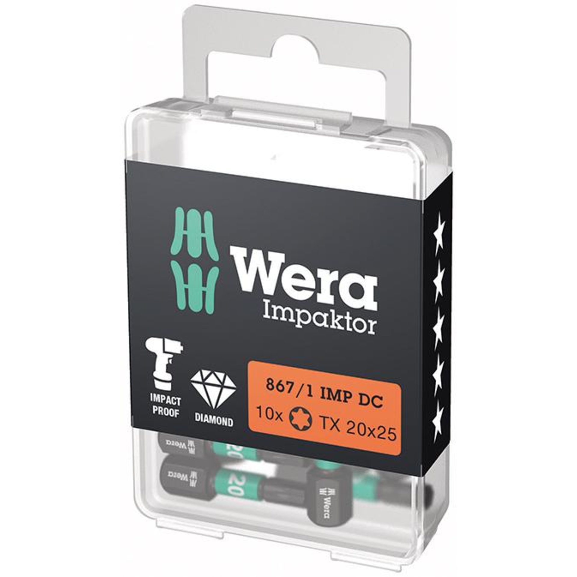 Bit Impaktor 1/4" DIN 3126 C6,3 T20x25mm 10er Pack Wera